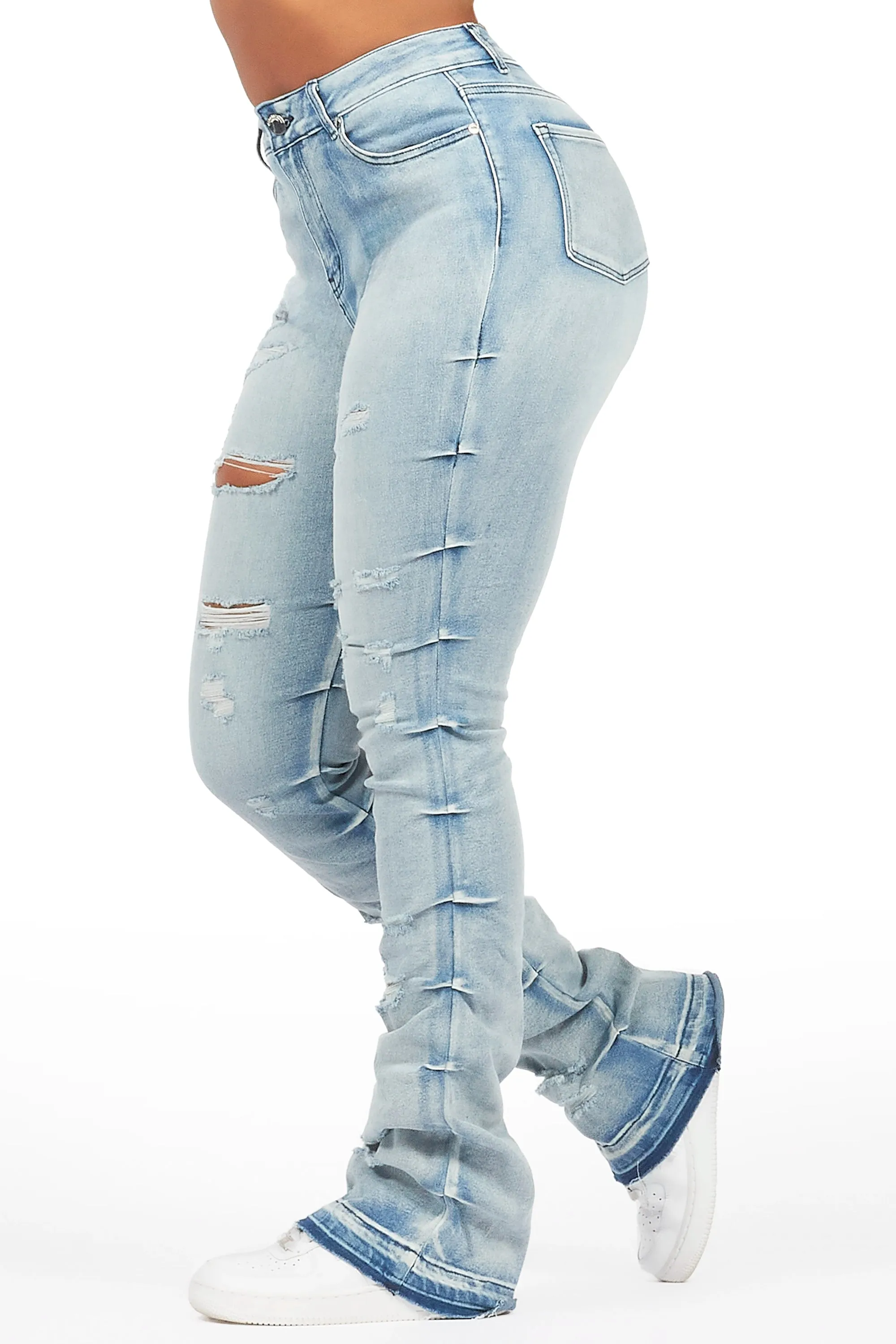 Shanya Blue Stacked Flare Jean sold by Rockstar Original product image thumbnail 4