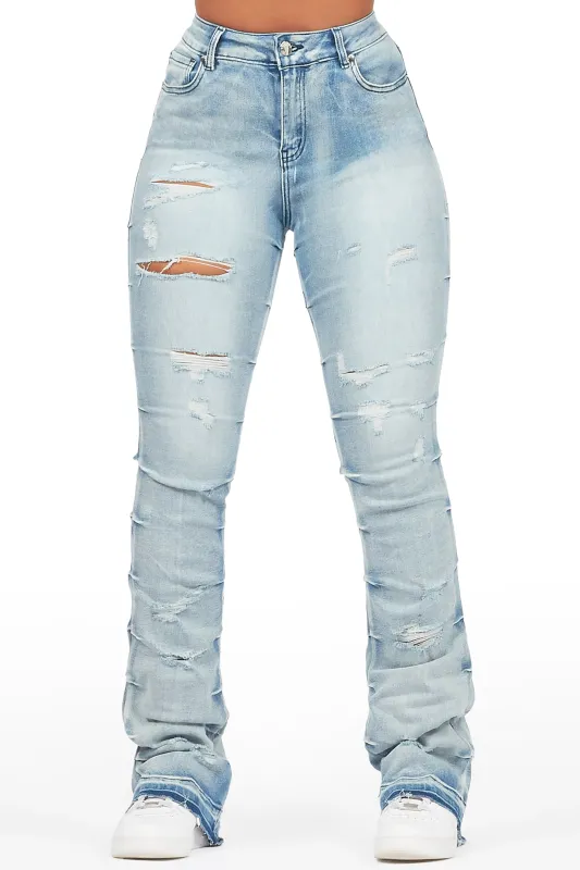 Shanya Blue Stacked Flare Jean sold by Rockstar Original