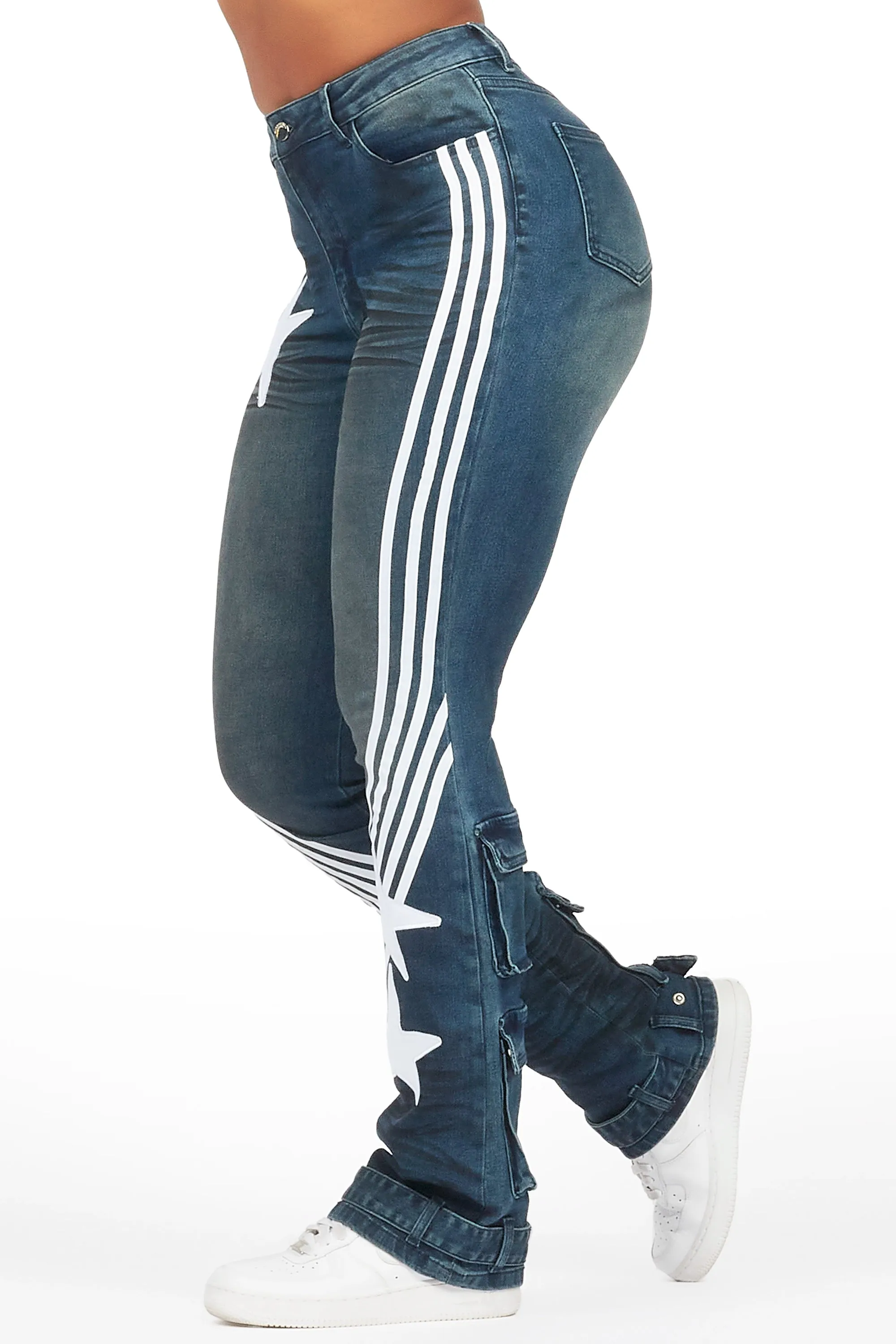 Jaziya Dark Wash Stacked Flare Jean sold by Rockstar Original product image thumbnail 3