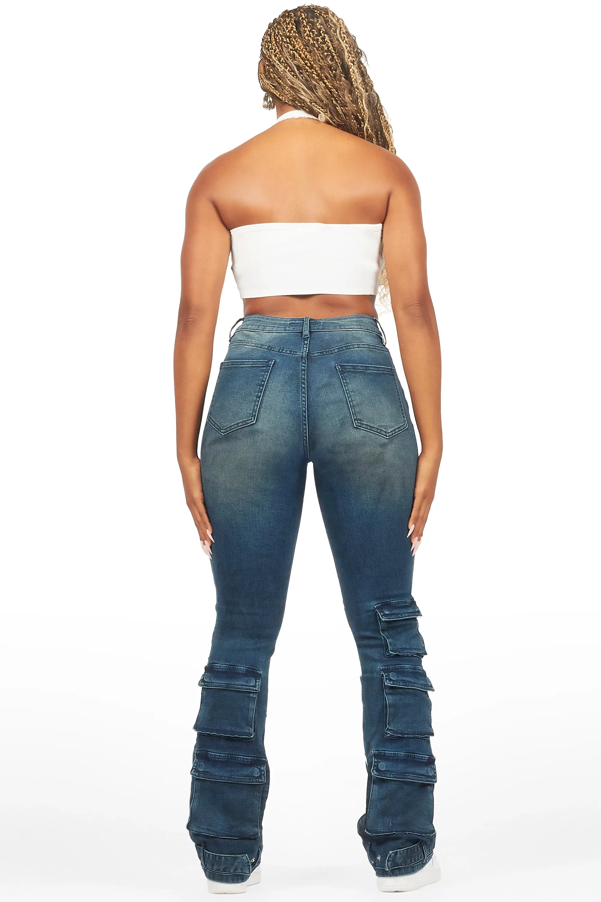Jaziya Dark Wash Stacked Flare Jean sold by Rockstar Original product image thumbnail 4