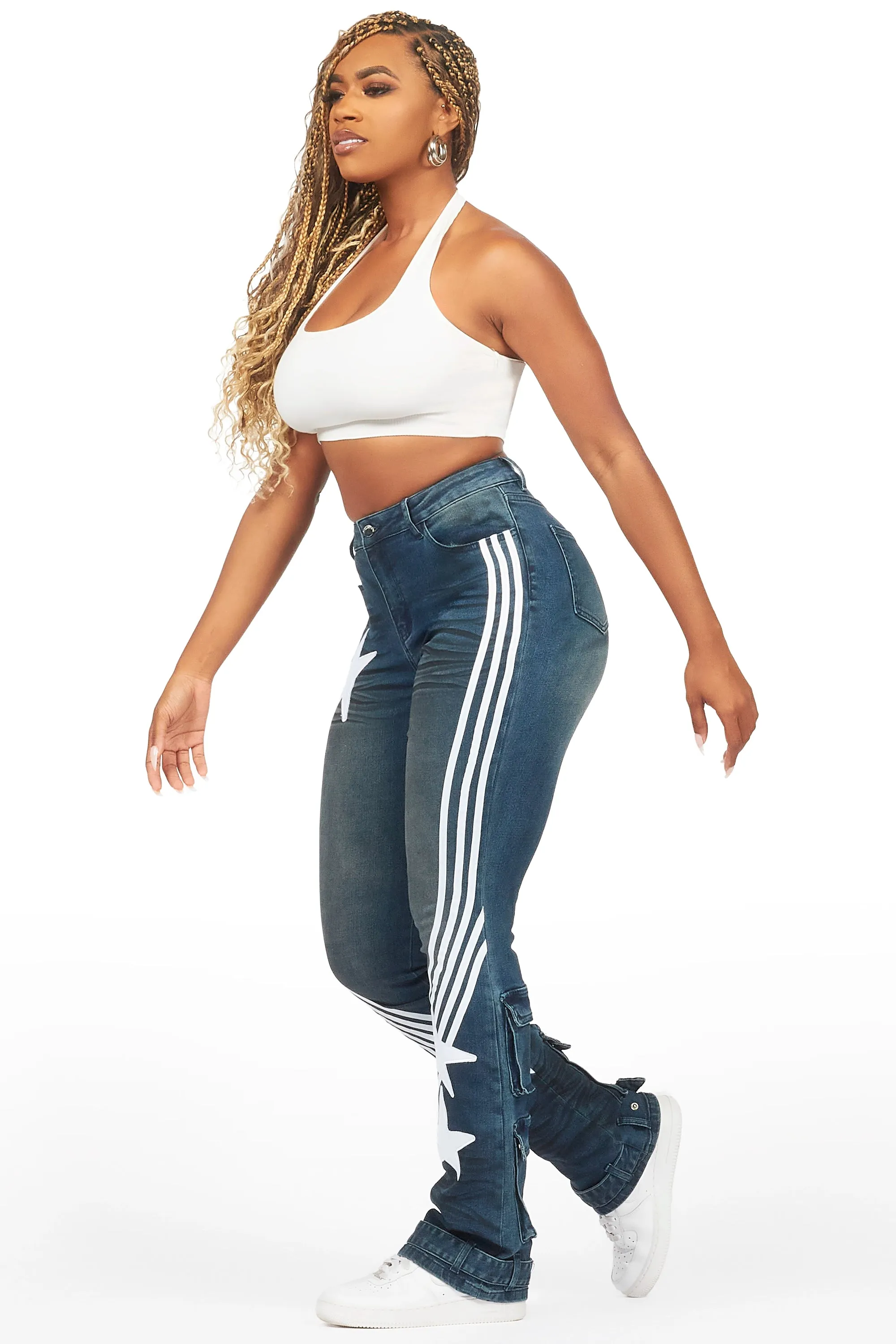 Jaziya Dark Wash Stacked Flare Jean sold by Rockstar Original product image thumbnail 2