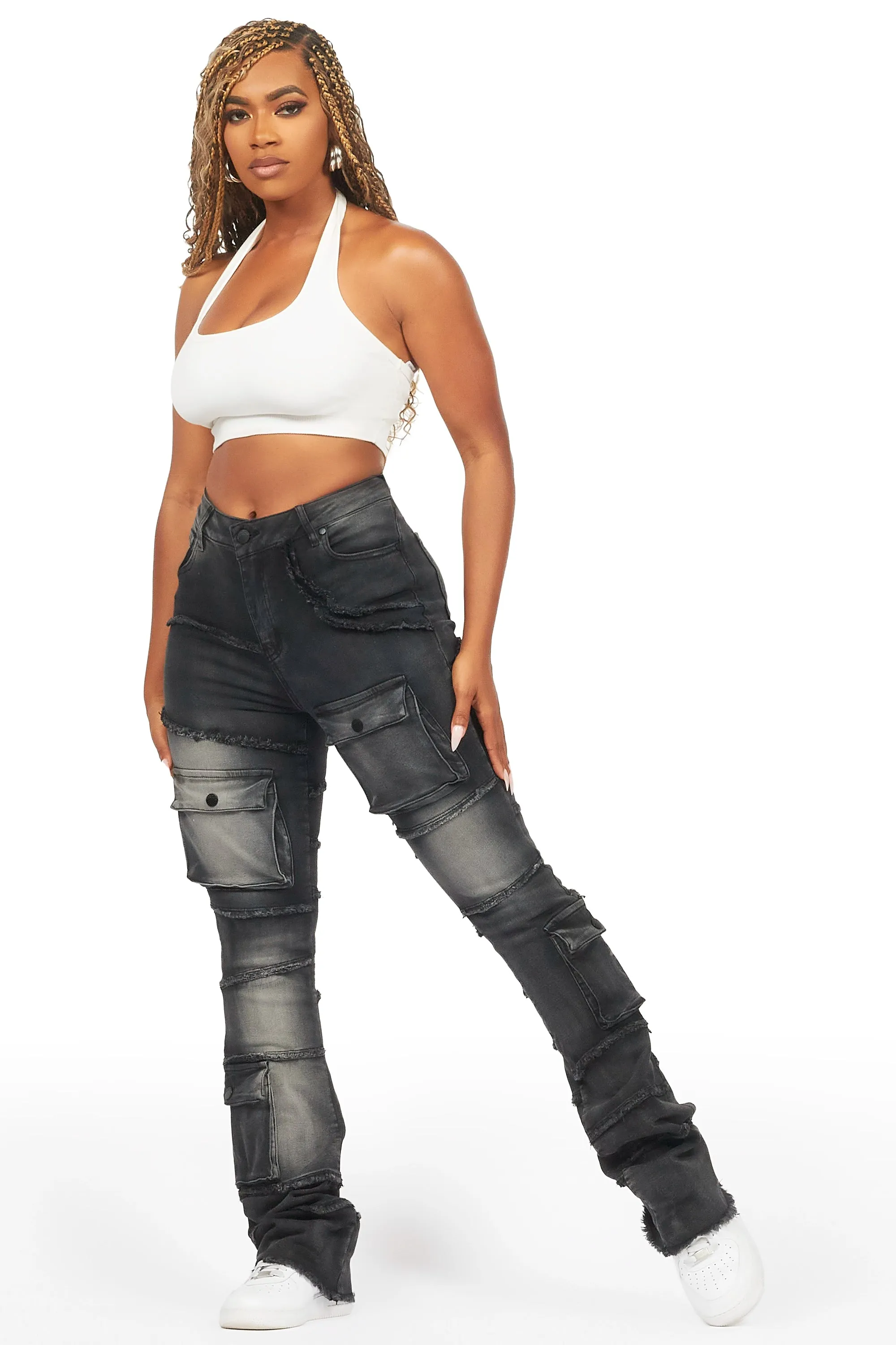 Mikayla Black Stacked Flare Jean sold by Rockstar Original product image thumbnail 4