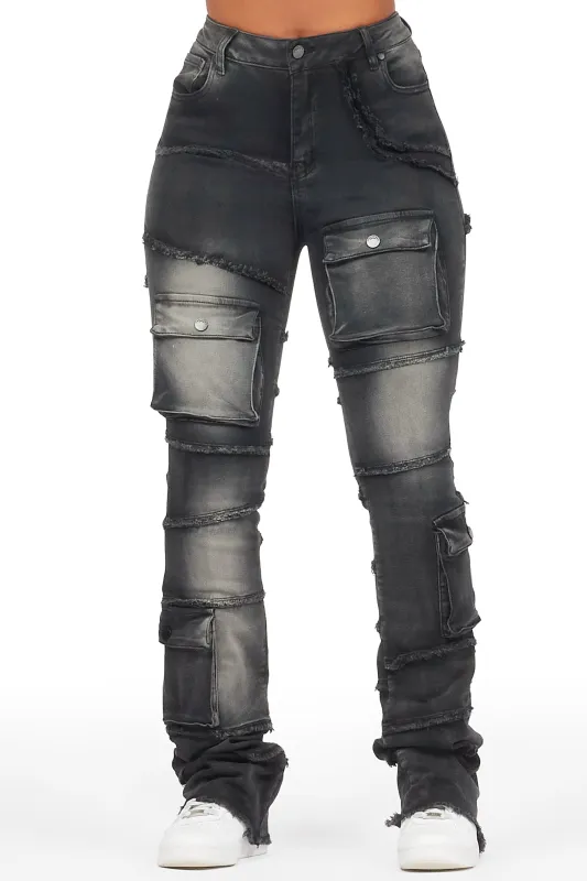 Mikayla Black Stacked Flare Jean sold by Rockstar Original