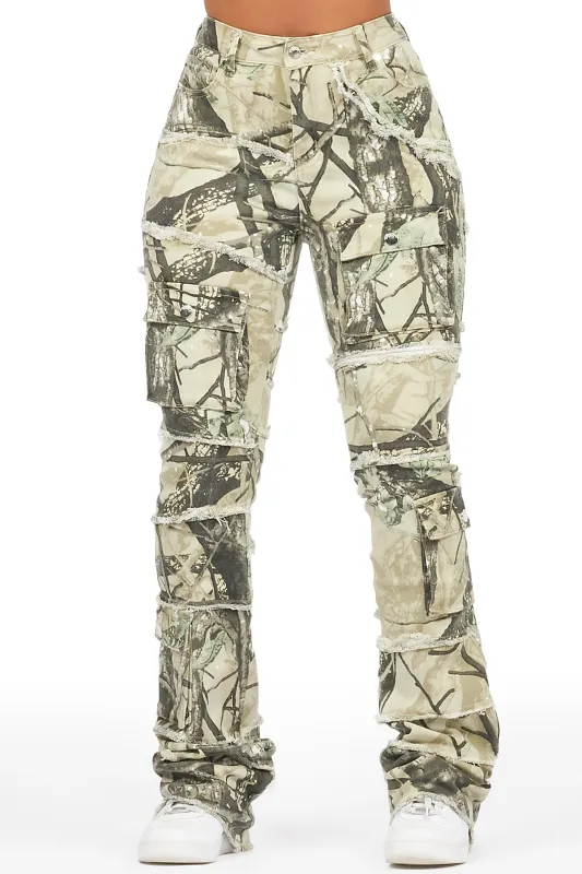 Mikayla Tree Camo Stacked Flare Jean sold by Rockstar Original