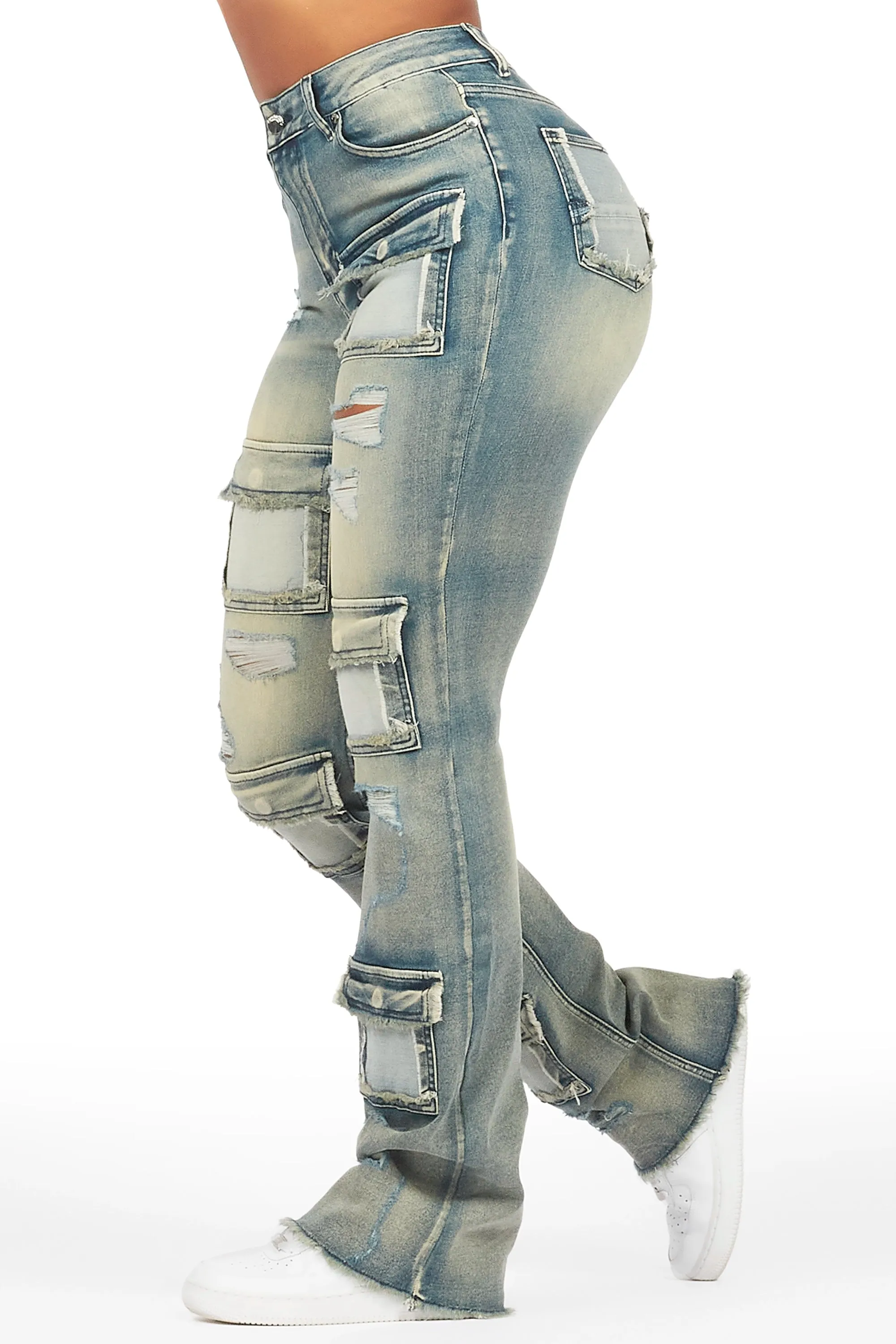 Mashawi Tinted Dark Wash Stacked Flare Jean sold by Rockstar Original product image thumbnail 2