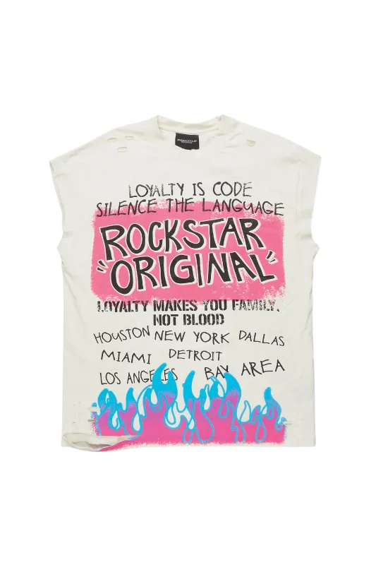 Beno Beige Graphic Muscle T-Shirt sold by Rockstar Original