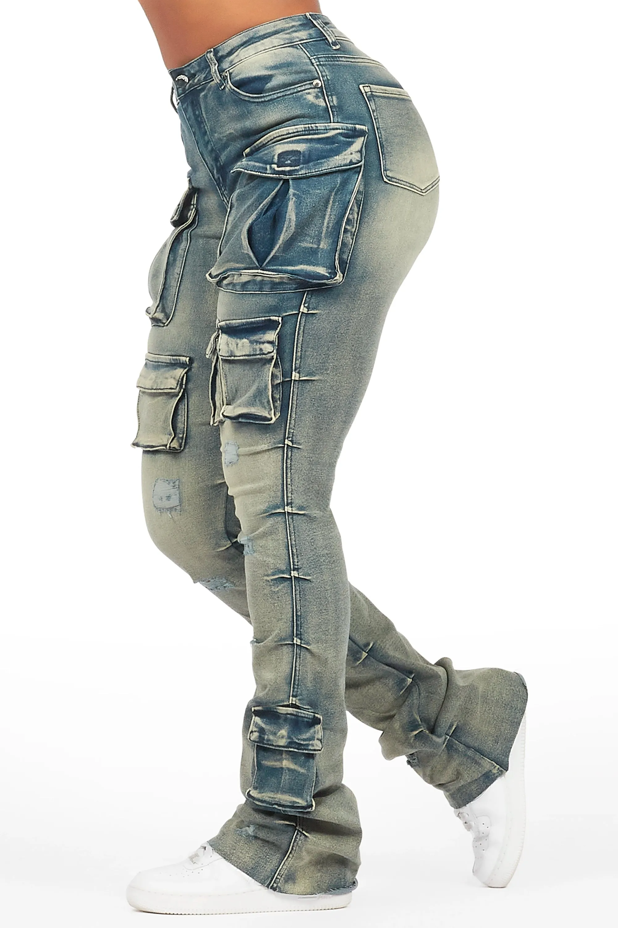 Chabria Tinted Dark Wash Stacked Flare Jean sold by Rockstar Original product image thumbnail 2