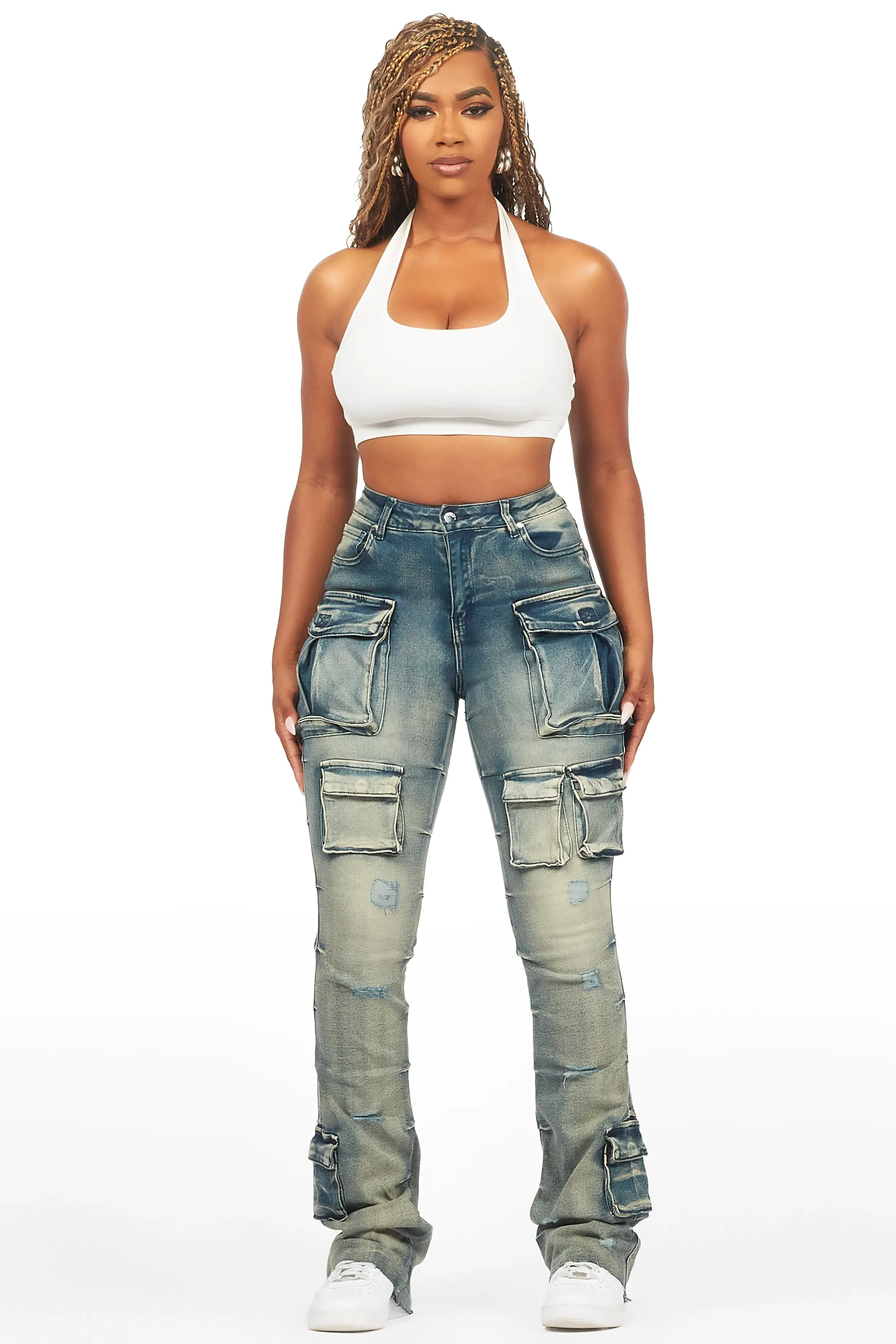 Chabria Tinted Dark Wash Stacked Flare Jean sold by Rockstar Original product image thumbnail 3