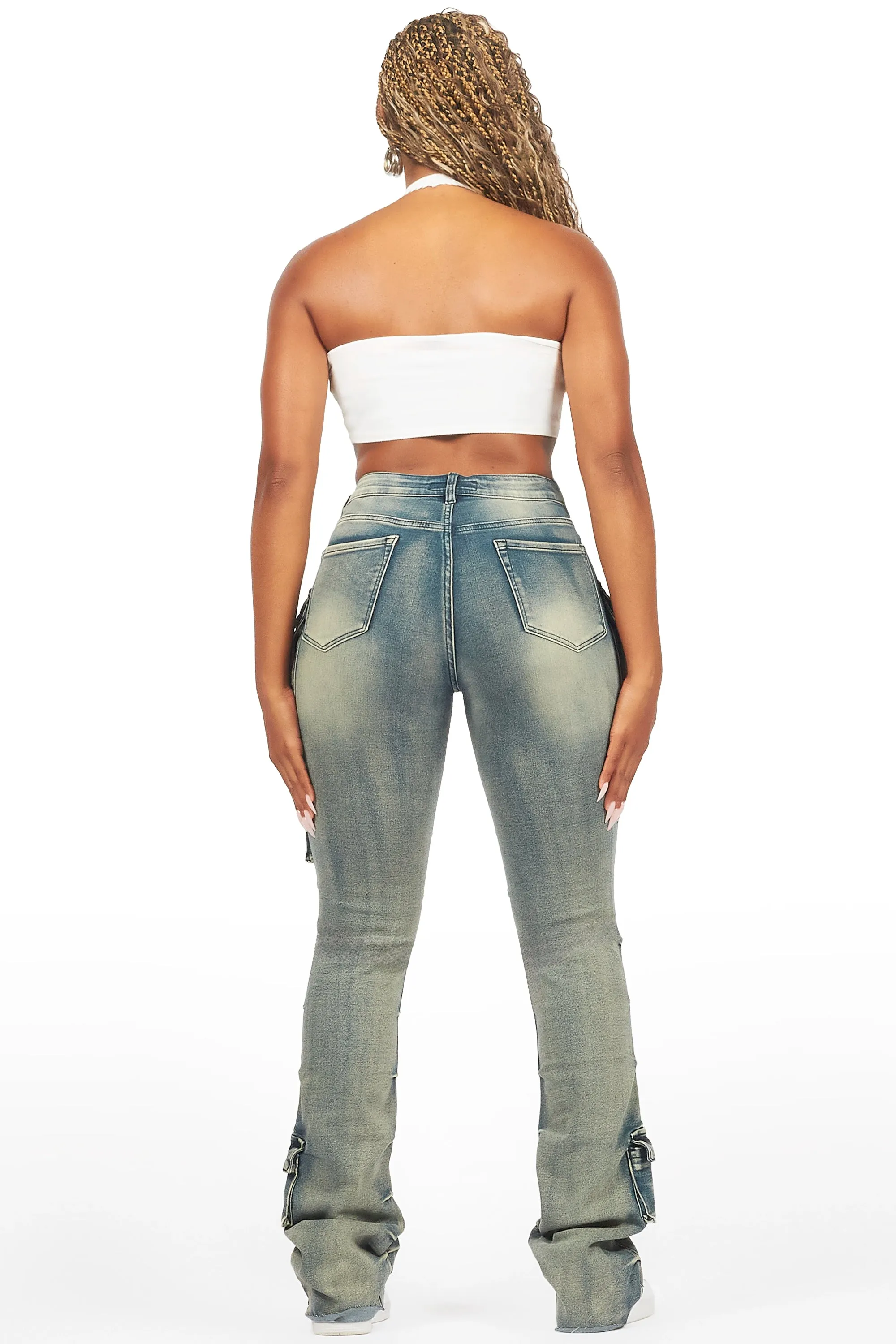Chabria Tinted Dark Wash Stacked Flare Jean sold by Rockstar Original product image thumbnail 5