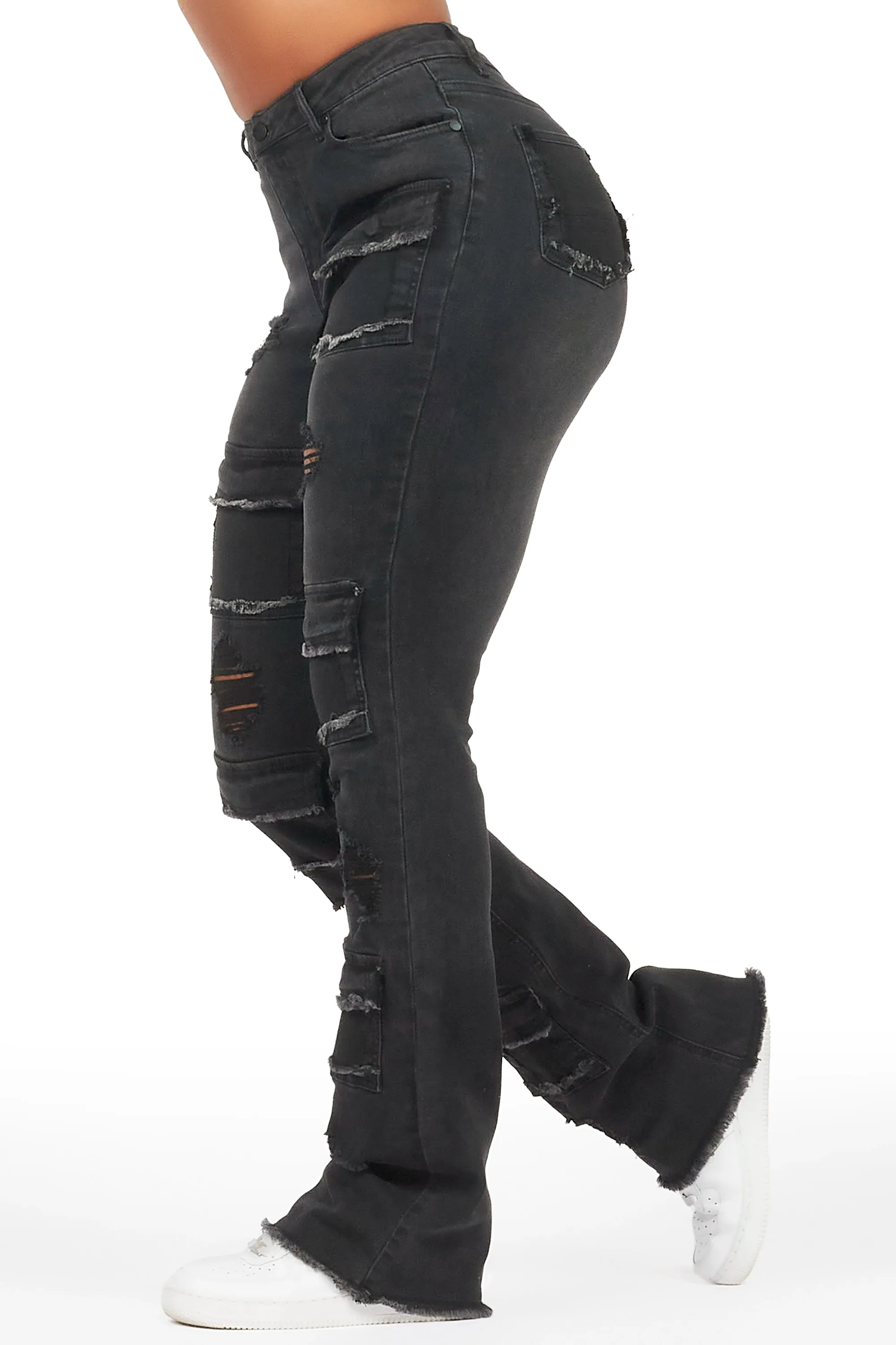 Antione Black Stacked Flare Jean sold by Rockstar Original product image thumbnail 2