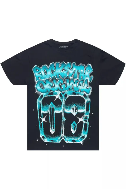Alisca Black/Blue Oversized T-Shirt sold by Rockstar Original