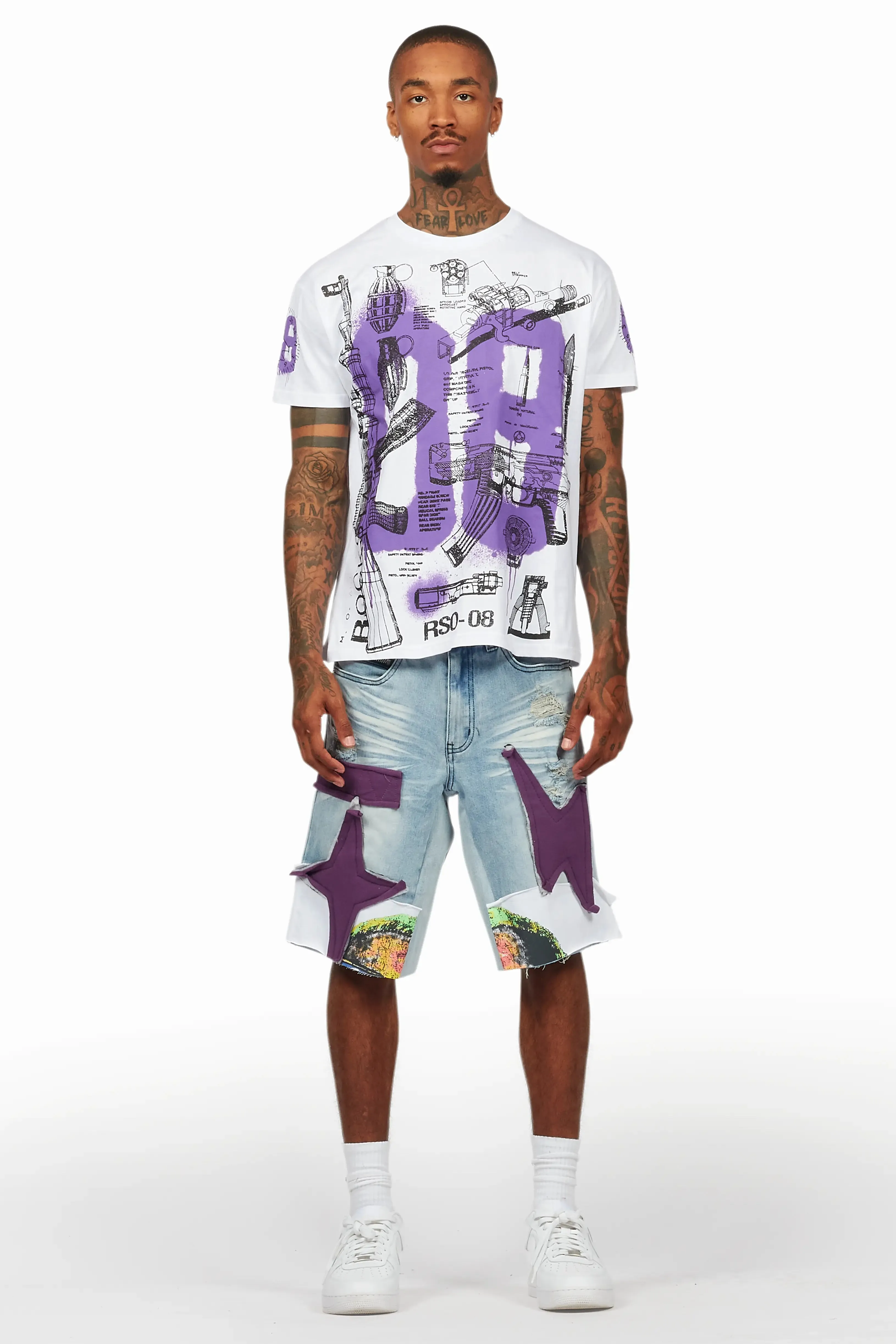 Nesta White/Purple T-Shirt/Denim Short Set sold by Rockstar Original product image thumbnail 2