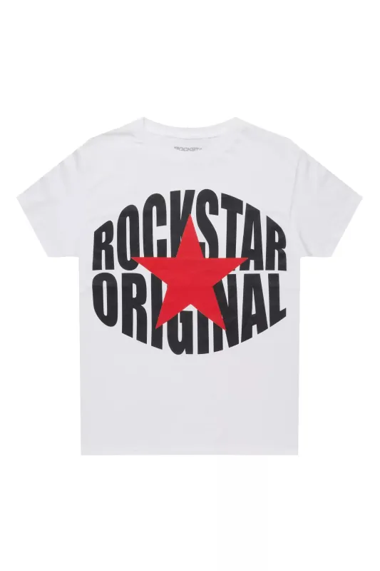 Boys Ezra White/Red Graphic T-Shirt sold by Rockstar Original