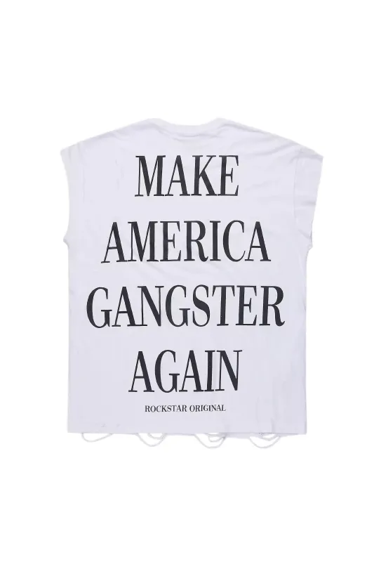 Drako White Graphic Muscle T-Shirt sold by Rockstar Original