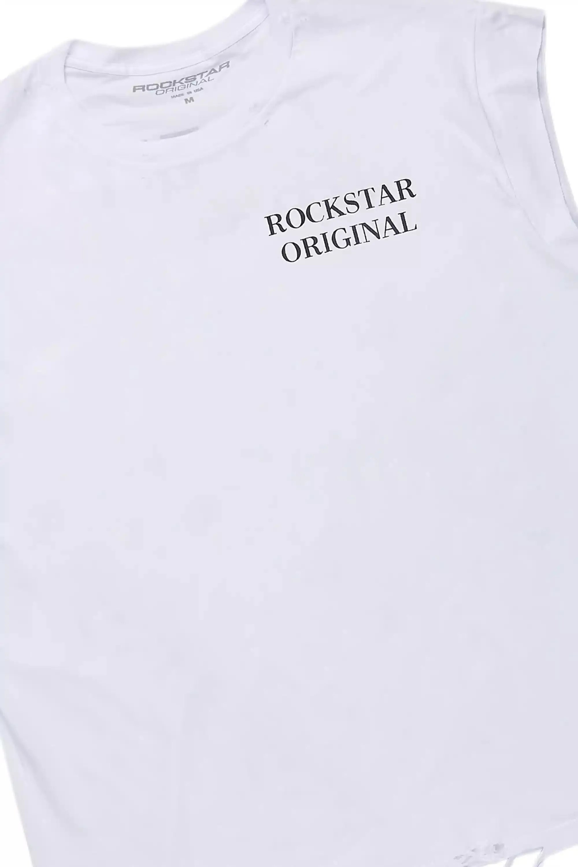 Drako White Graphic Muscle T-Shirt sold by Rockstar Original product image thumbnail 2