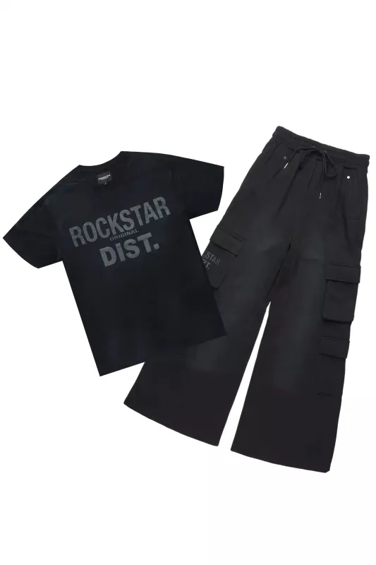 Abilio Black T-Shirt/Baggy Stacked Track Set sold by Rockstar Original