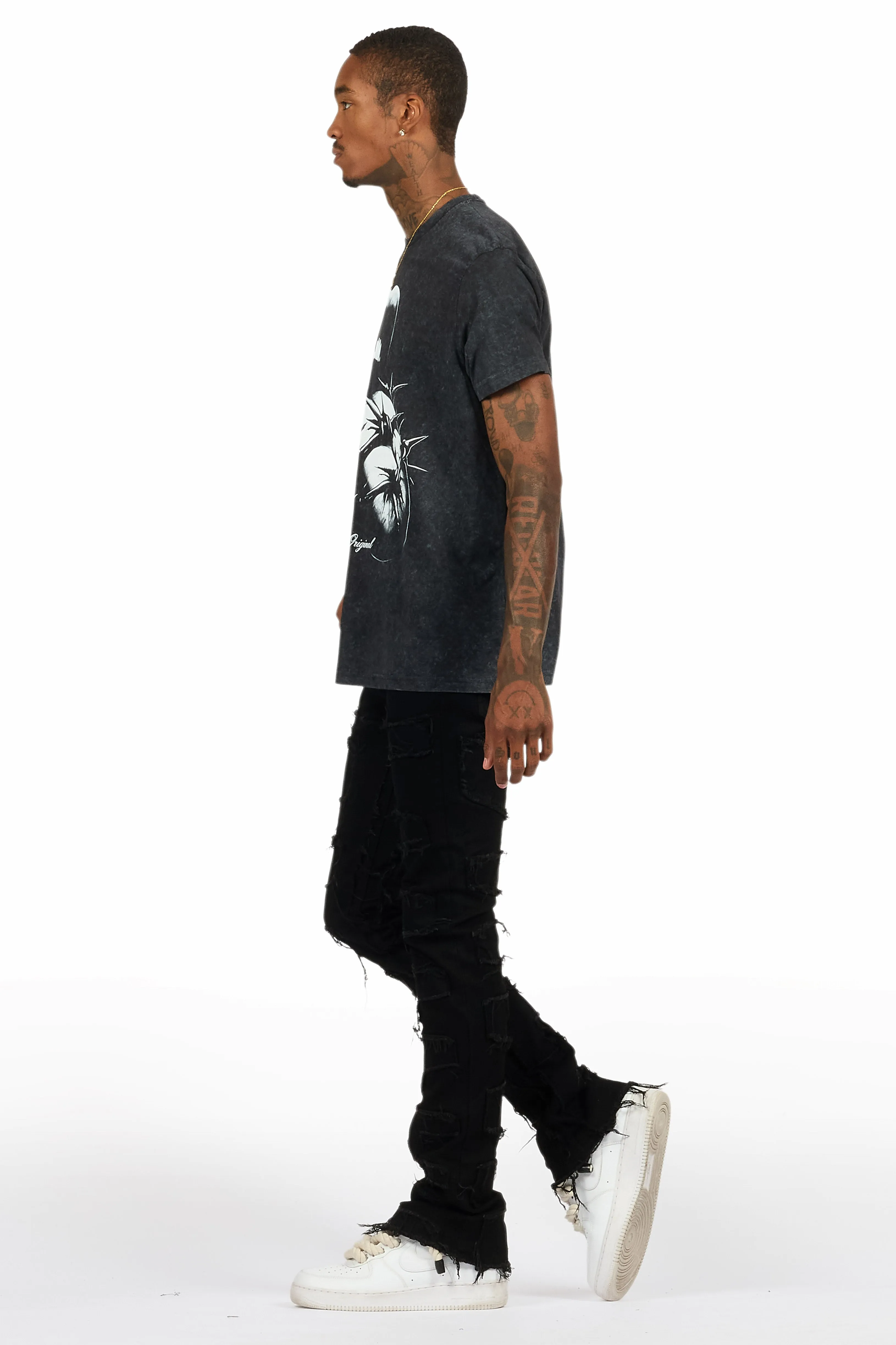 Schmear Vintage Black T-Shirt/Stacked Flare Jean Bundle sold by Rockstar Original product image thumbnail 5