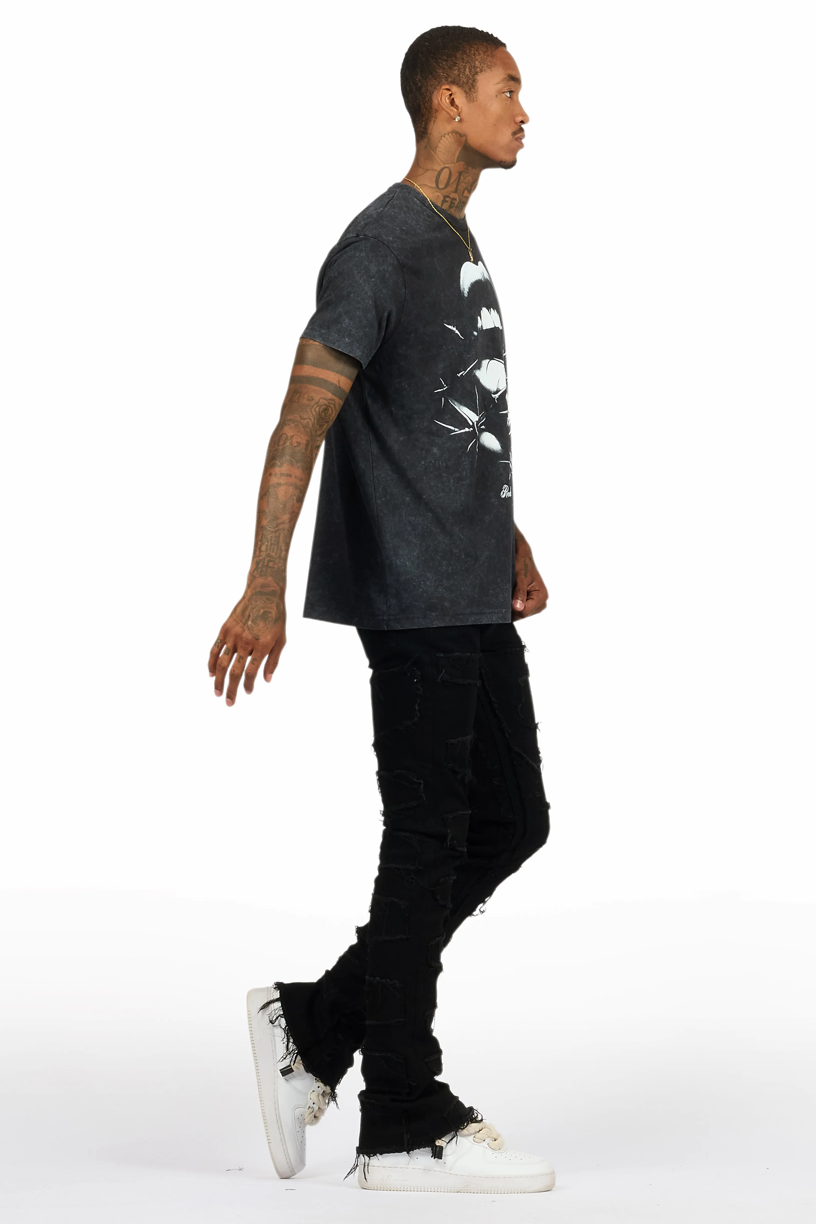 Schmear Vintage Black T-Shirt/Stacked Flare Jean Bundle sold by Rockstar Original product image thumbnail 3