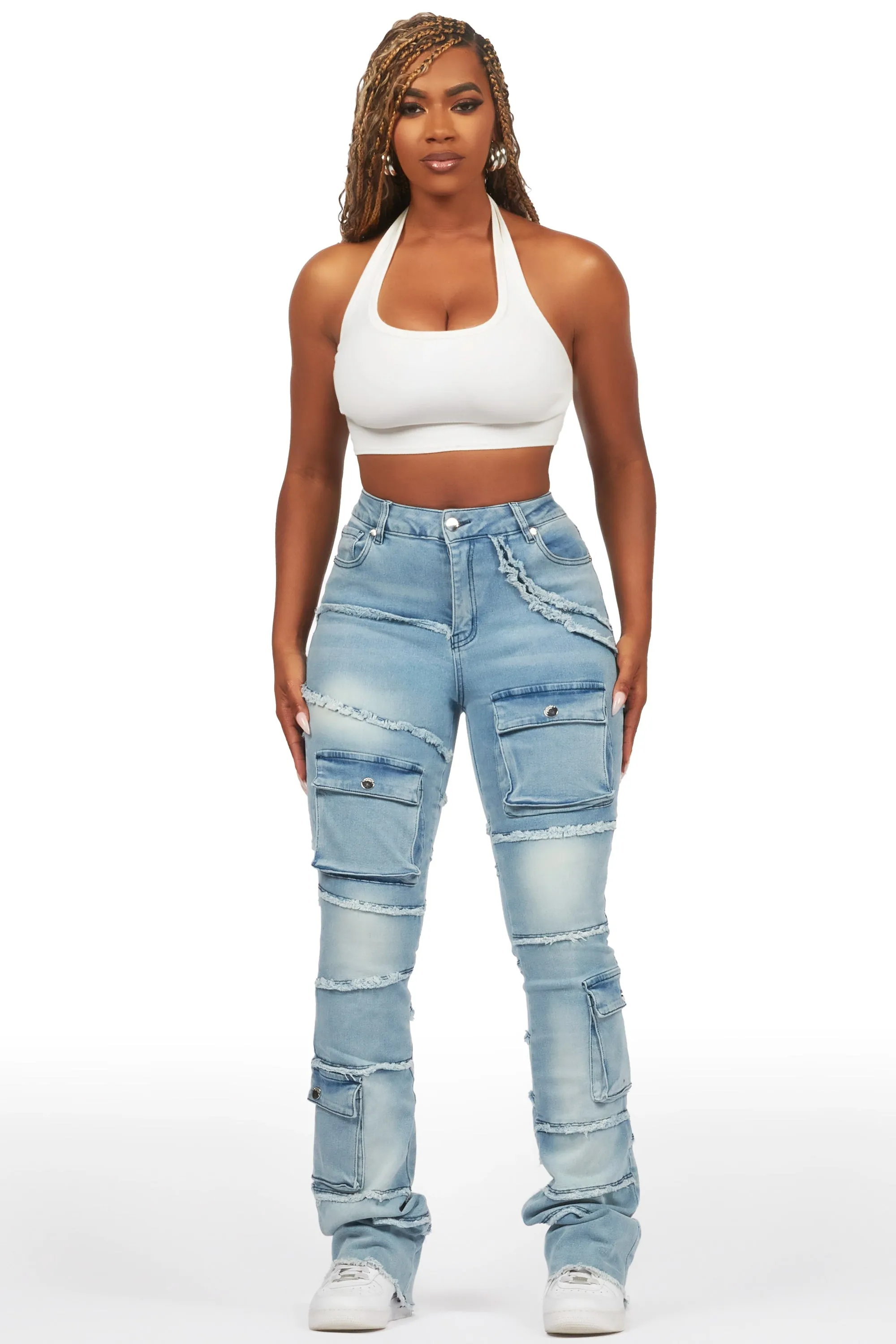 Mikayla Blue Stacked Flare Jean sold by Rockstar Original product image thumbnail 3