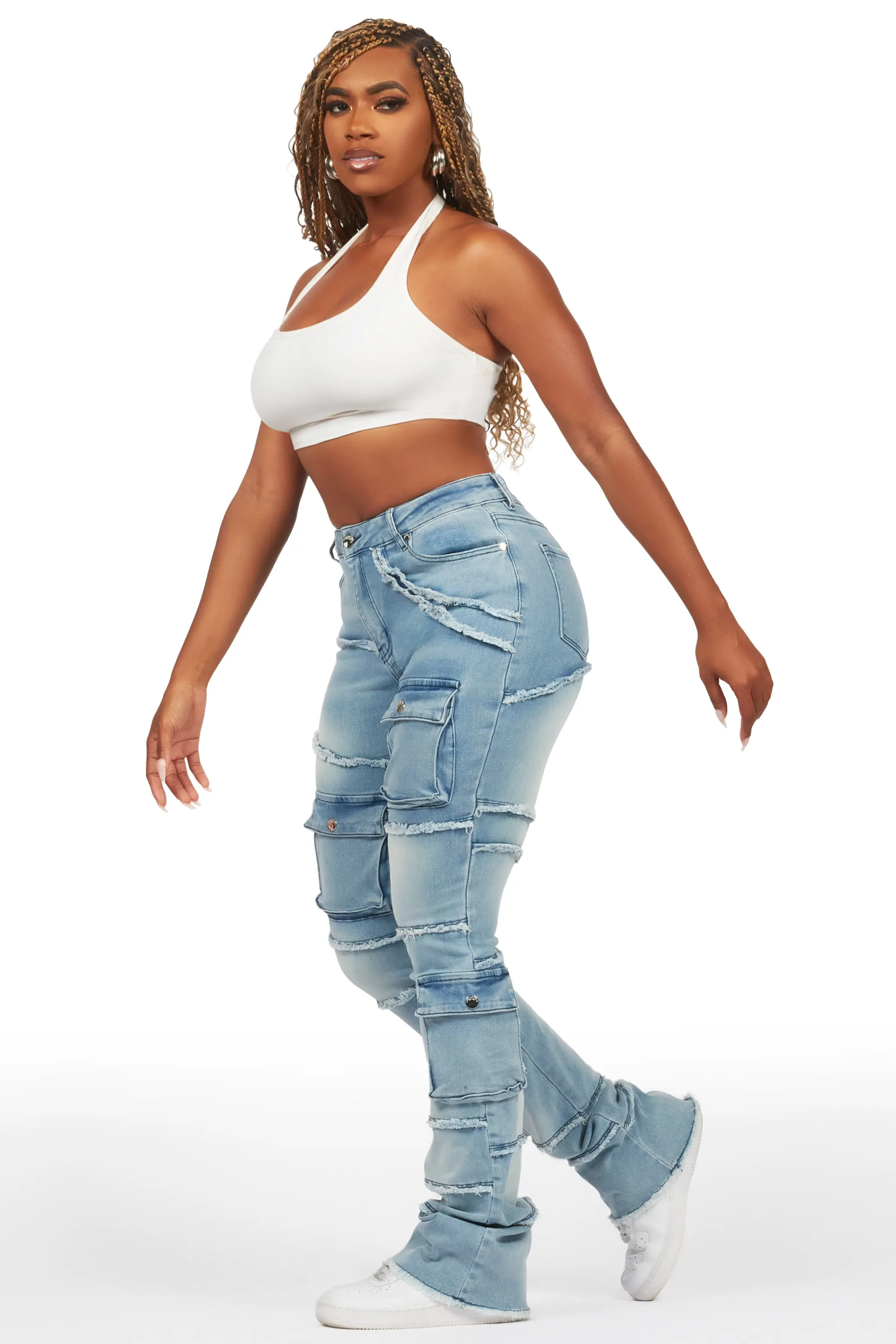 Mikayla Blue Stacked Flare Jean sold by Rockstar Original product image thumbnail 5