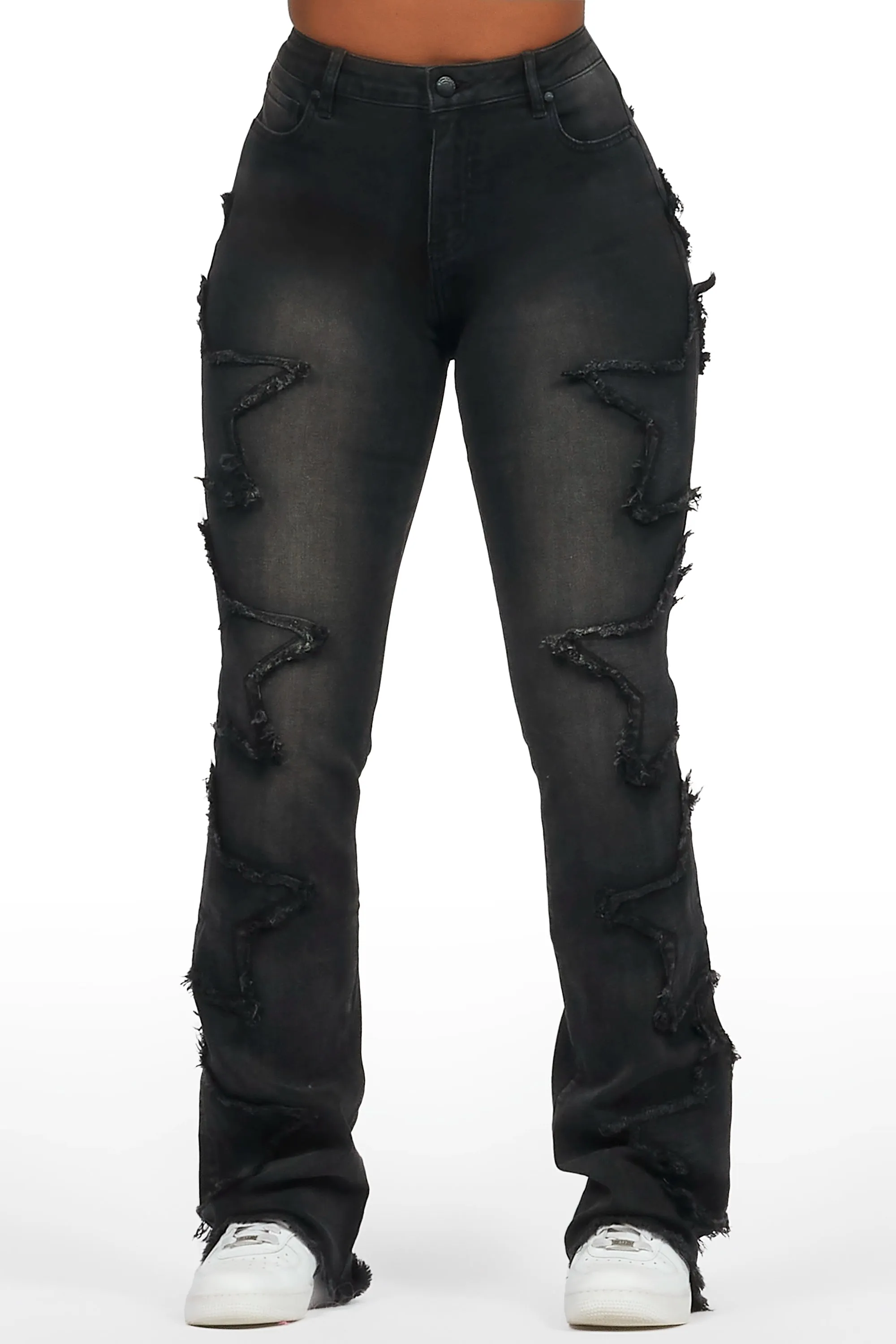 Sinayah Black Stacked Flare Jean sold by Rockstar Original product image thumbnail 3