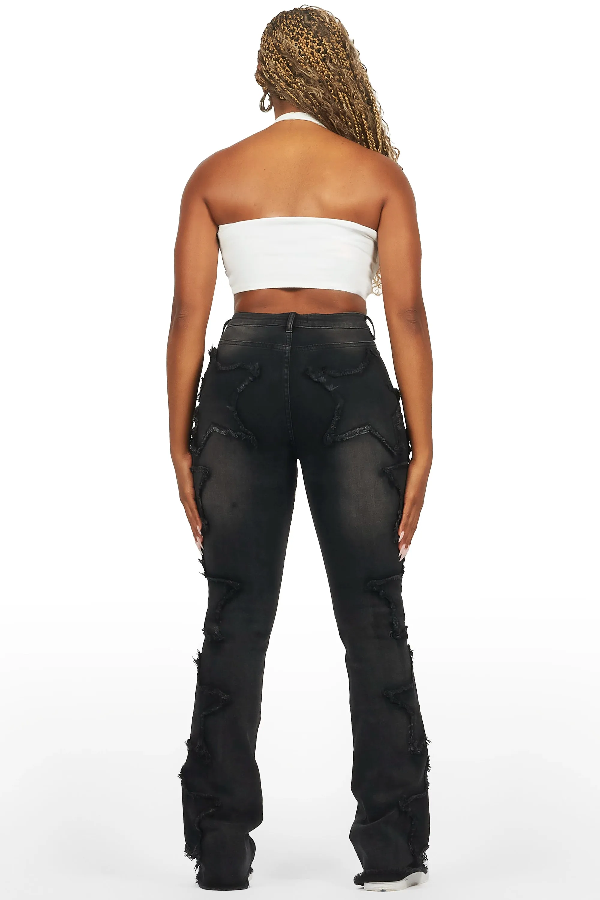 Sinayah Black Stacked Flare Jean sold by Rockstar Original product image thumbnail 5