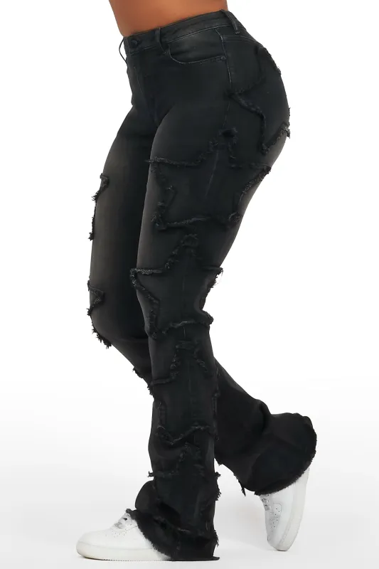 Sinayah Black Stacked Flare Jean sold by Rockstar Original