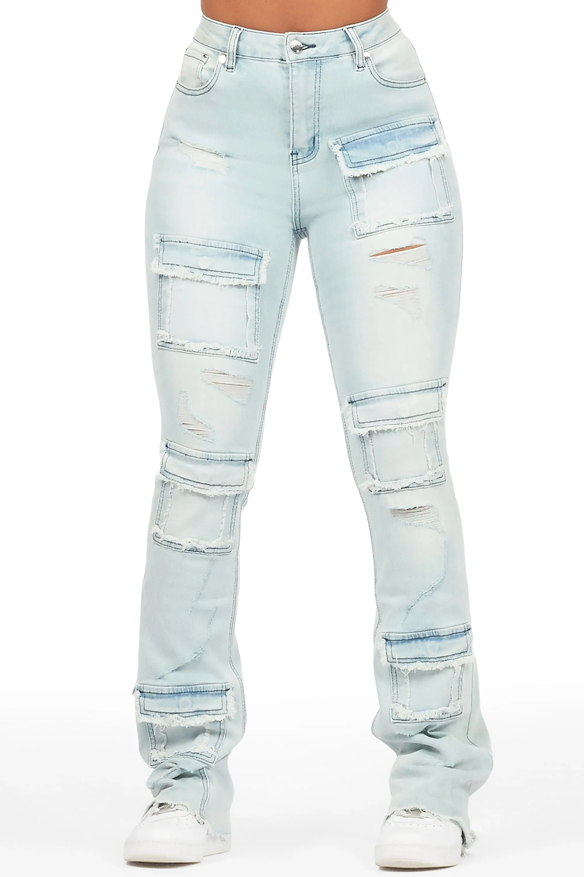 Mashawi Light Wash Stacked Flare Jean sold by Rockstar Original