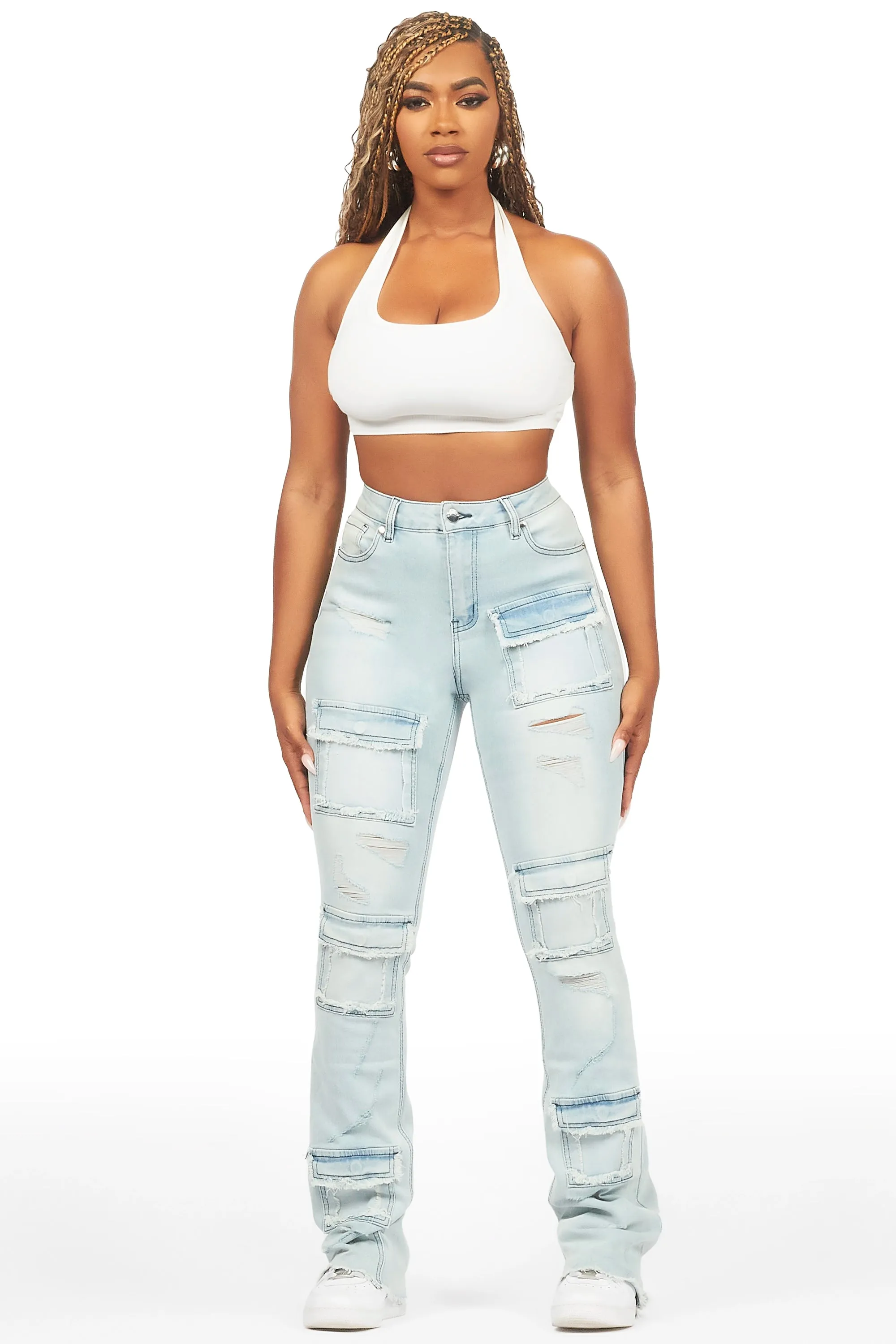 Mashawi Light Wash Stacked Flare Jean sold by Rockstar Original product image thumbnail 3