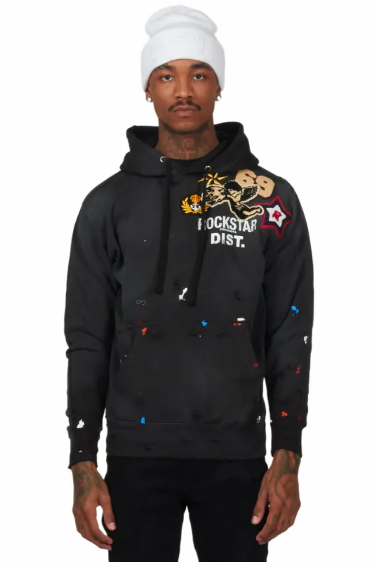 Samuel Black Patchwork Graphic Hoodie sold by Rockstar Original