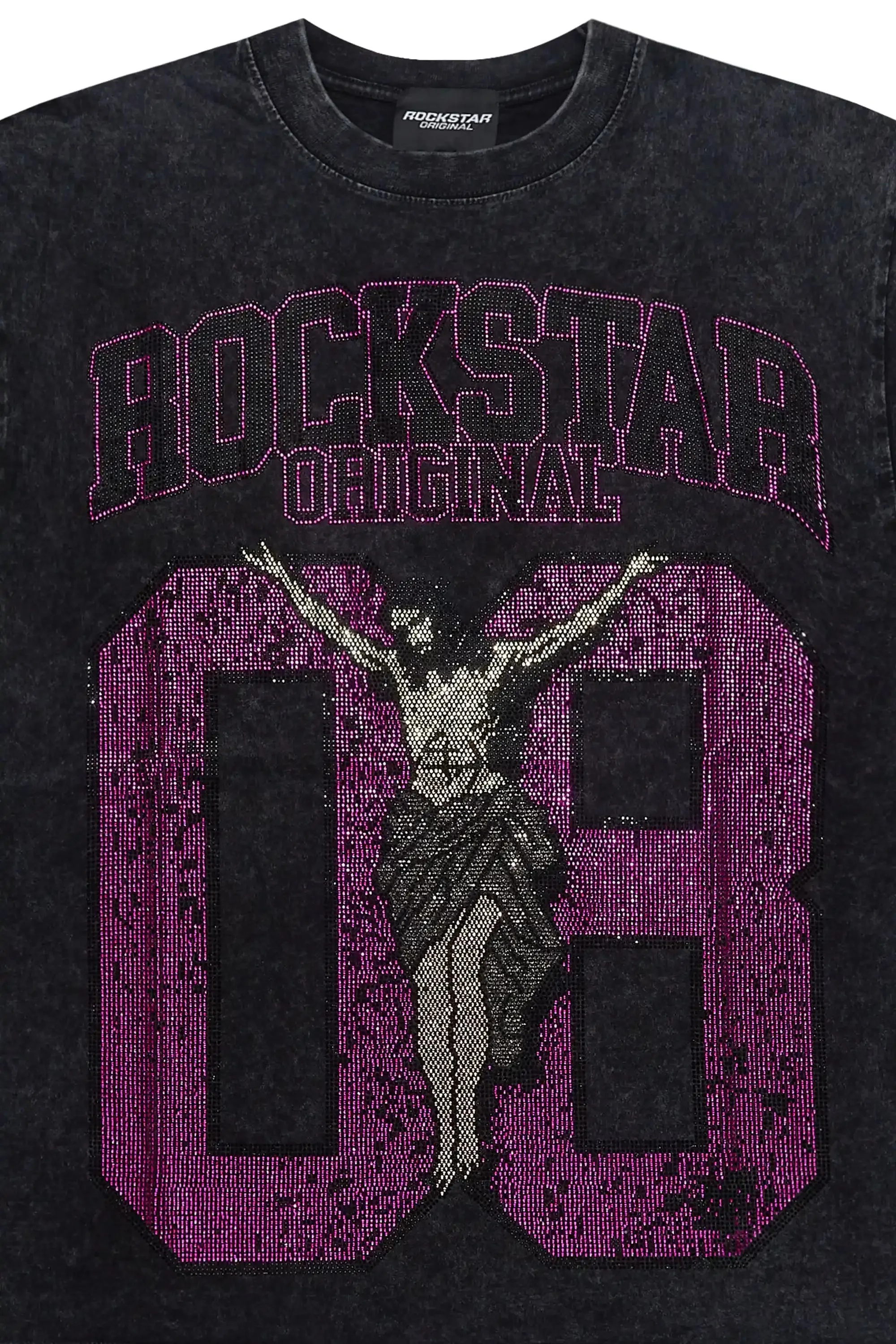 Tariqa Black/Pink Rhinestone Oversized T-Shirt sold by Rockstar Original product image thumbnail 2