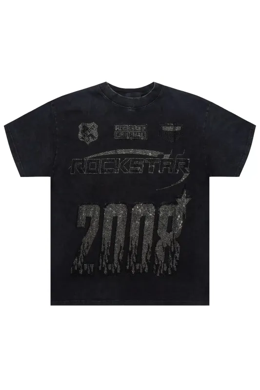 Esha Black Rhinestone Oversized T-Shirt sold by Rockstar Original