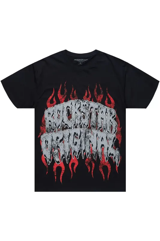 Kaelonix Black Oversized Graphic T-Shirt sold by Rockstar Original