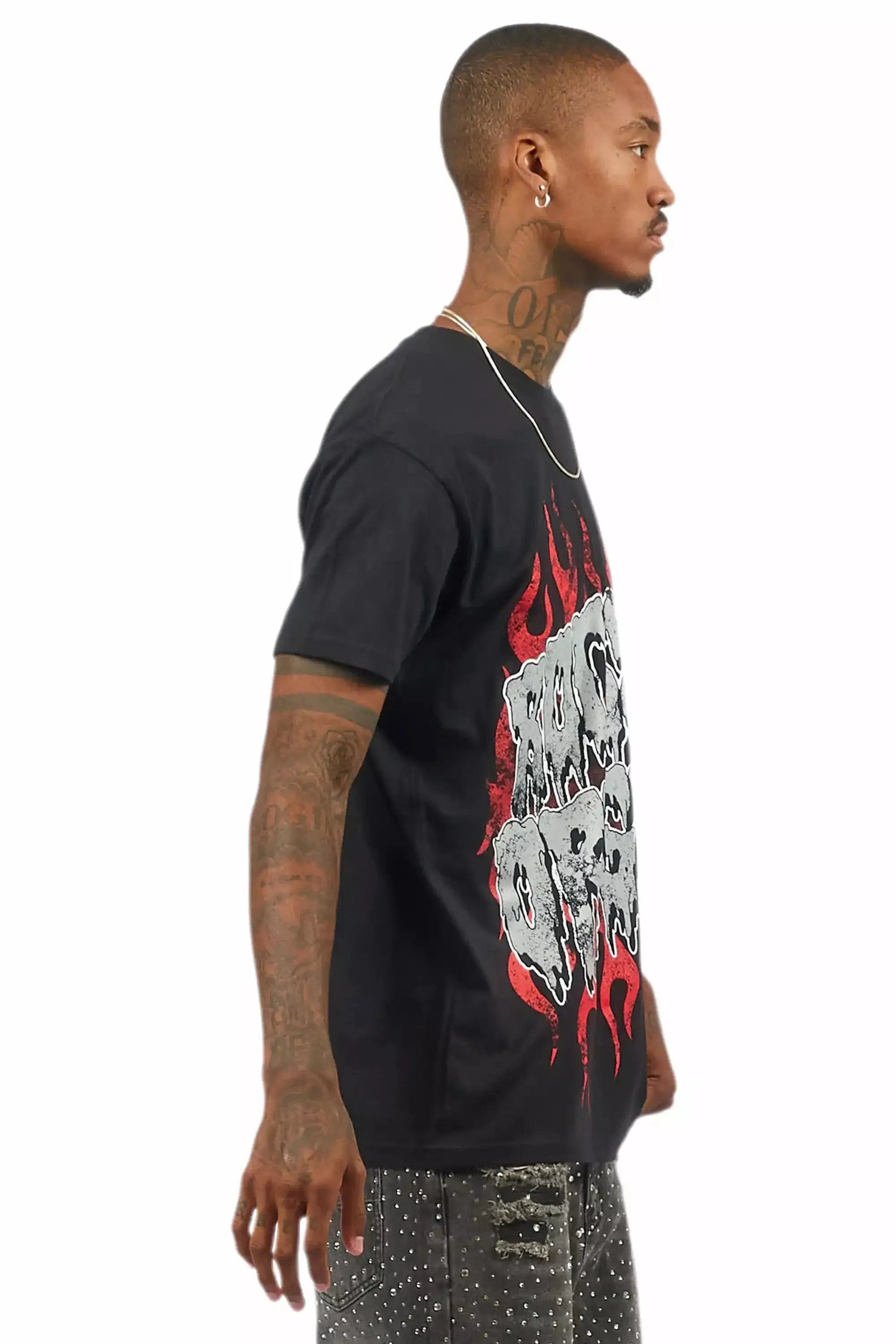 Kaelonix Black Oversized Graphic T-Shirt sold by Rockstar Original product image thumbnail 4
