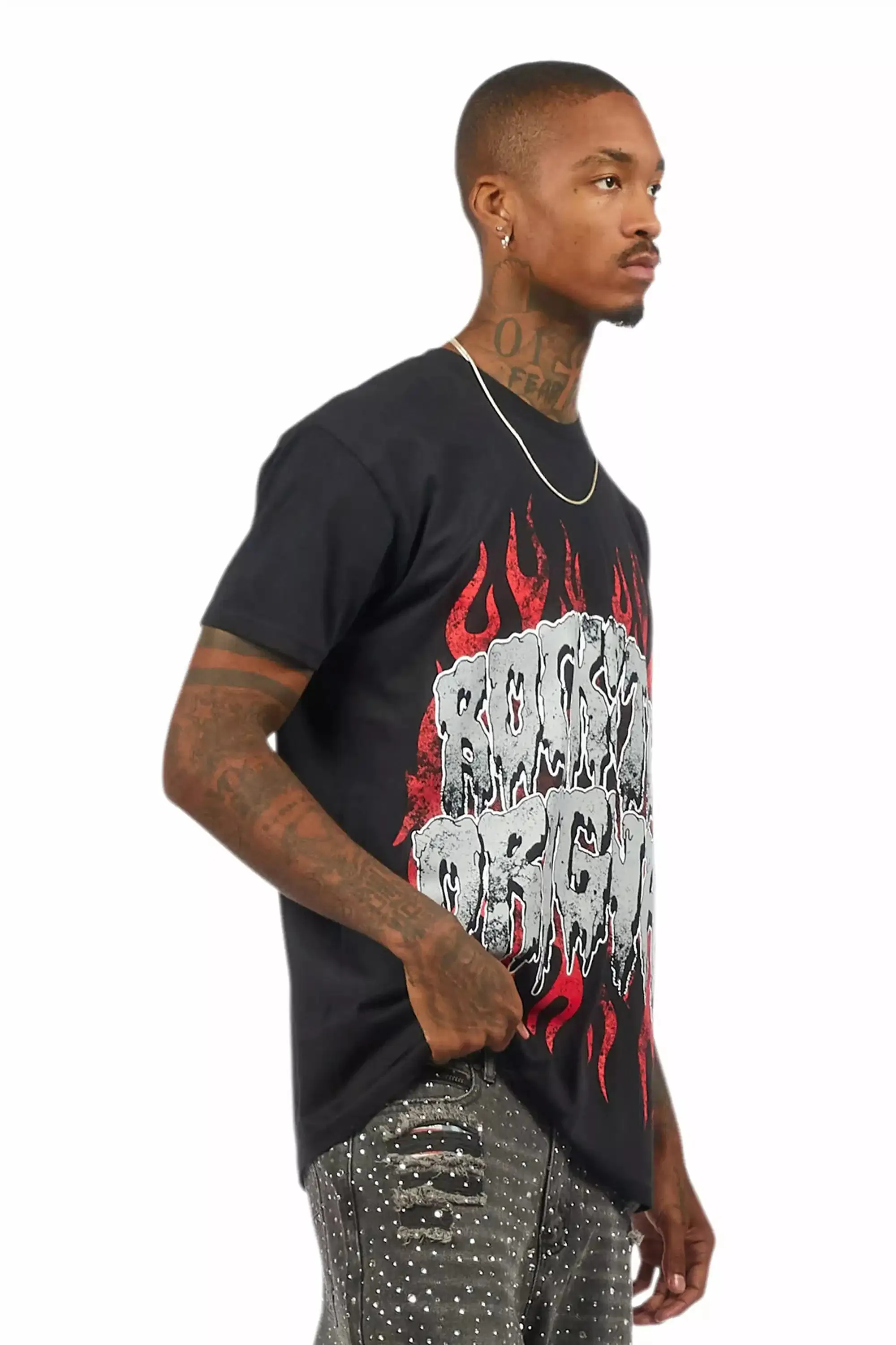 Kaelonix Black Oversized Graphic T-Shirt sold by Rockstar Original product image thumbnail 3