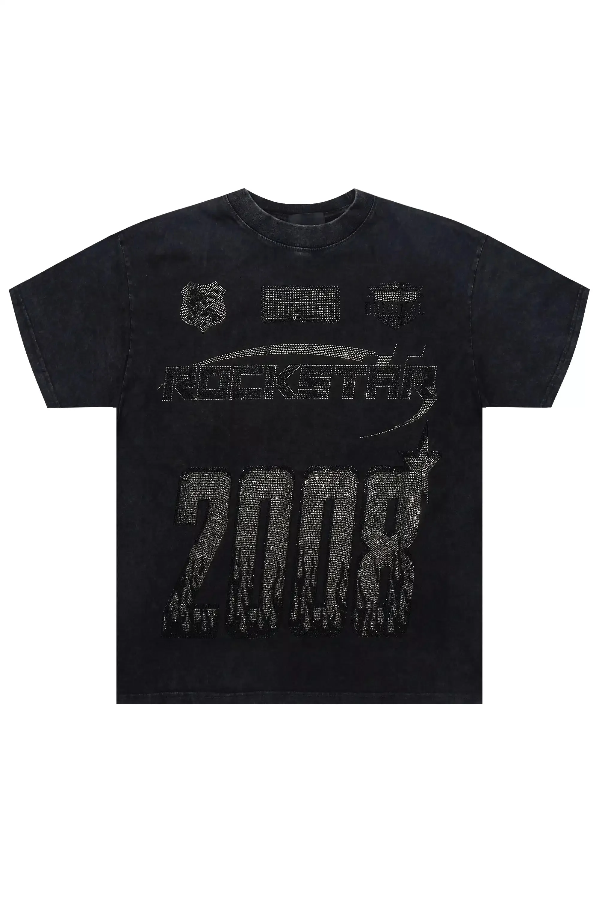 Amos 2.0 Black/Grey Graphic Rhinestone T-Shirt sold by Rockstar Original