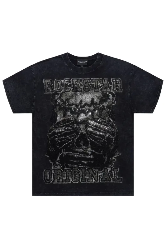 Move In Silence Black/Grey Graphic Rhinestone T-Shirt sold by Rockstar Original