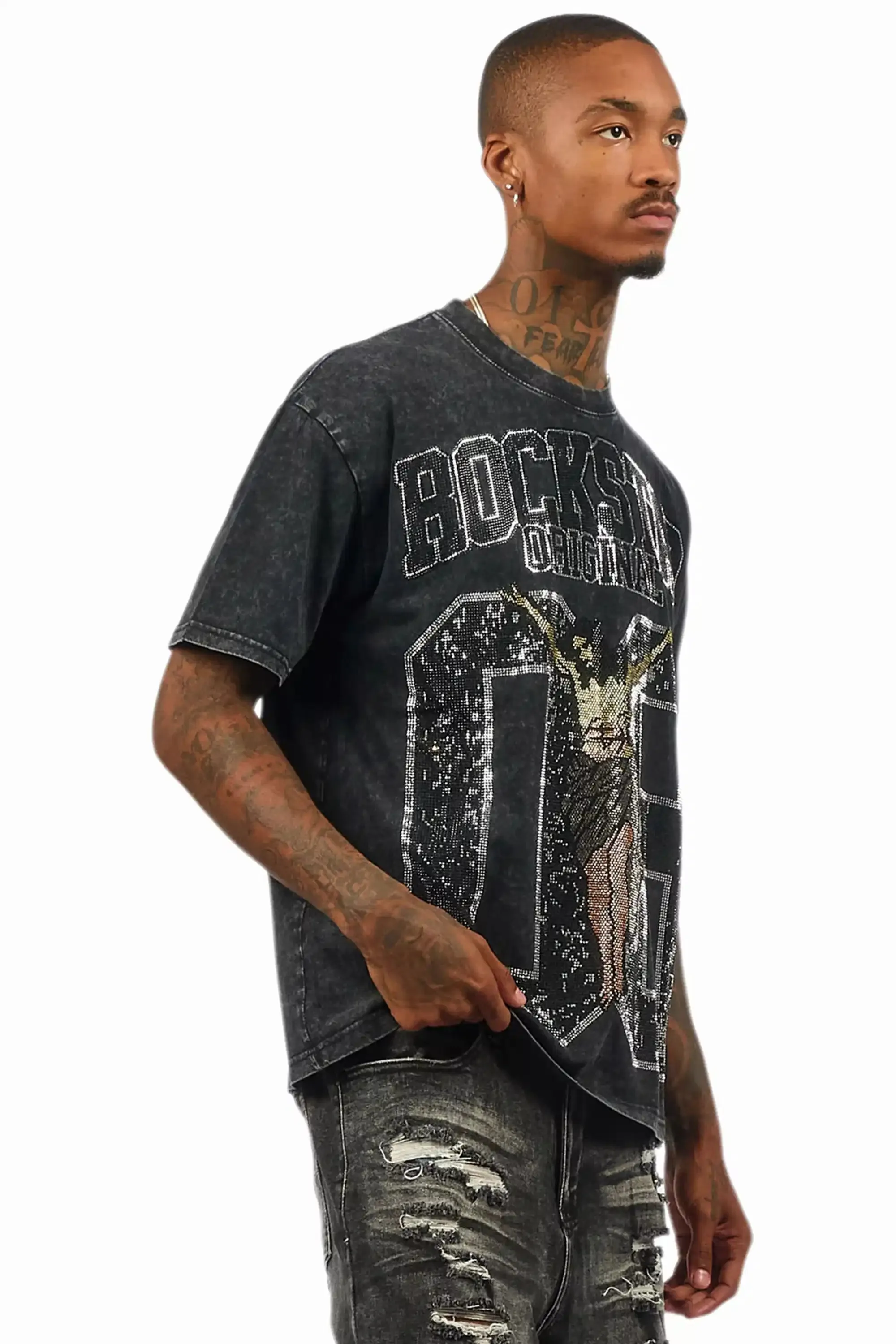 Field 2.0 Black/Grey Graphic Rhinestone T-Shirt sold by Rockstar Original product image thumbnail 3