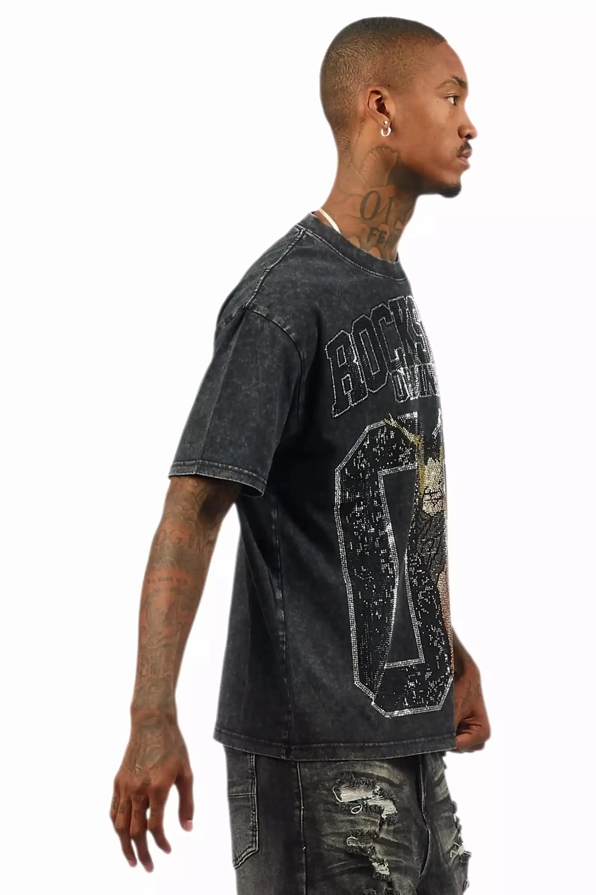 Field 2.0 Black/Grey Graphic Rhinestone T-Shirt sold by Rockstar Original product image thumbnail 4