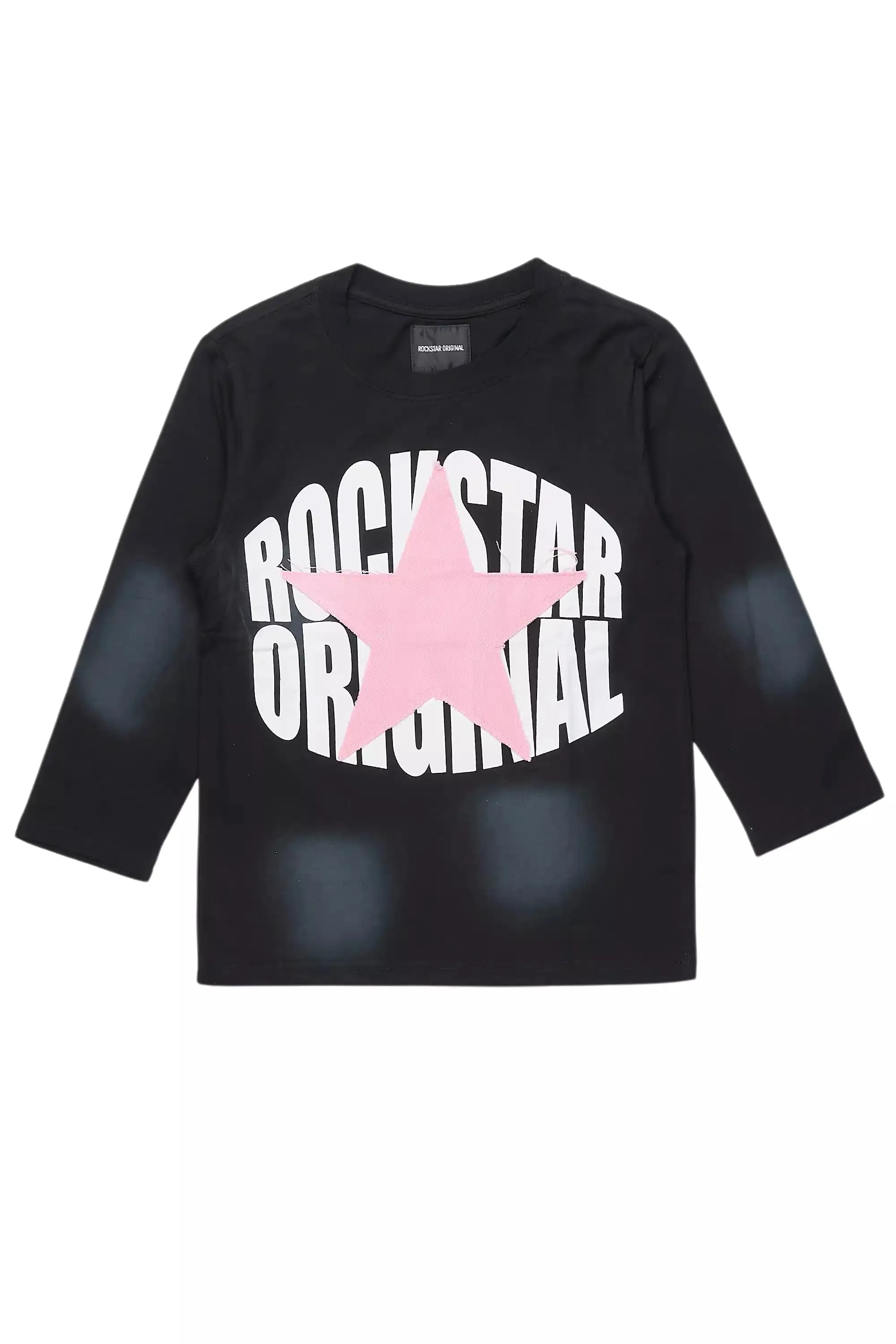 Girls Khaly L/S Black/Pink Graphic T-Shirt With Patch sold by Rockstar Original