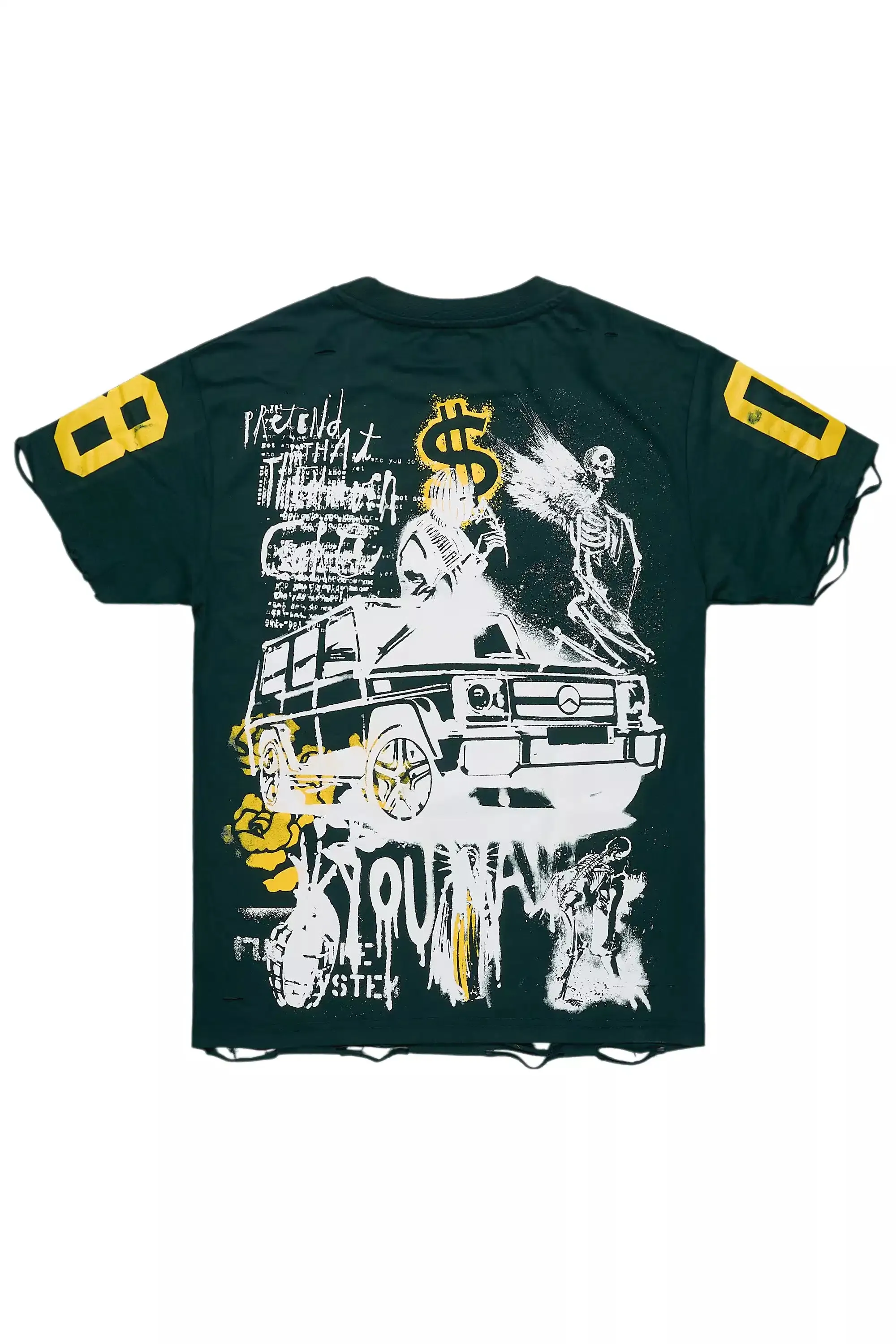 Grill Dark Green/Yellow Graphic Oversized T-Shirt sold by Rockstar Original product image thumbnail 3