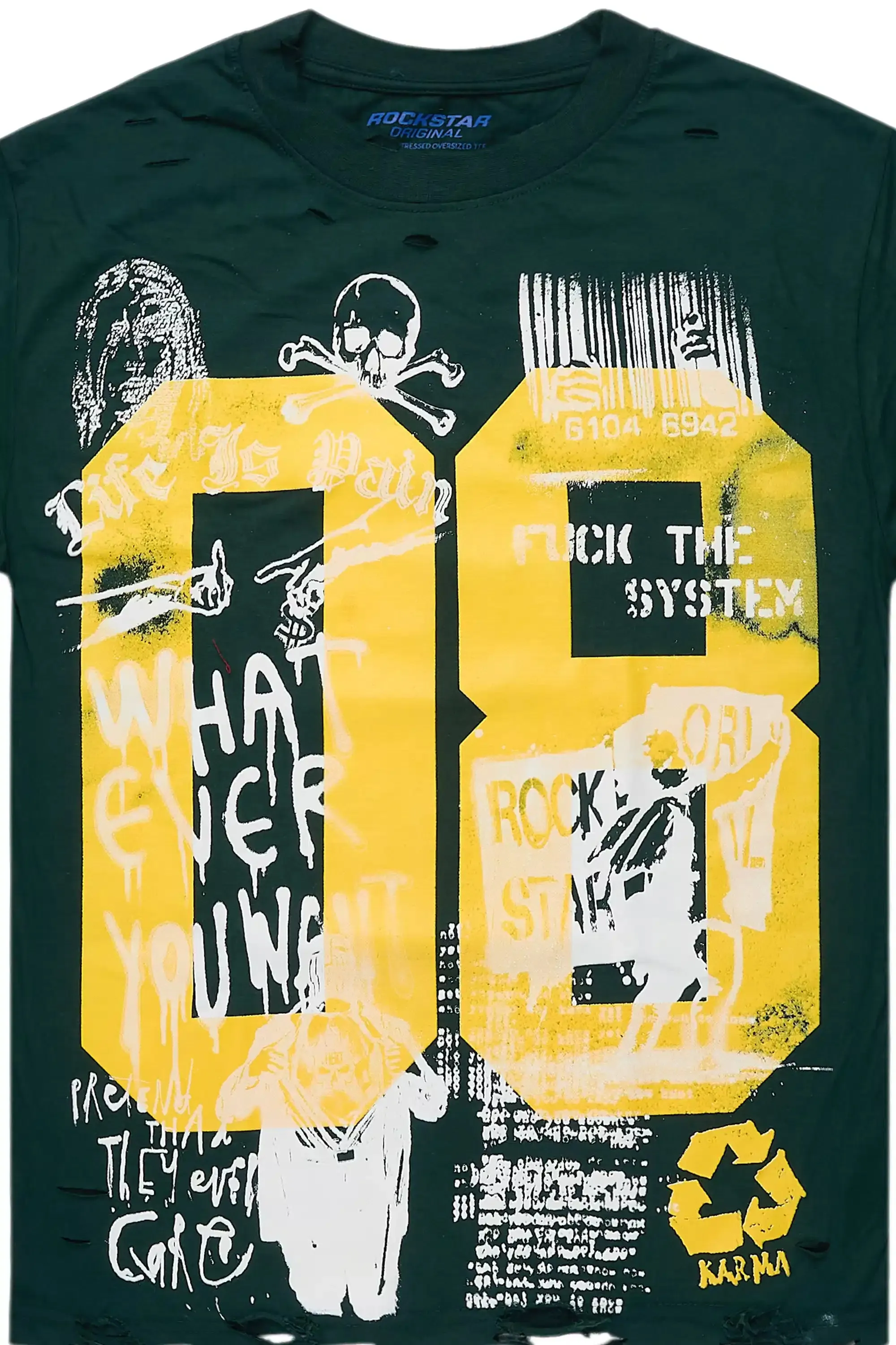 Grill Dark Green/Yellow Graphic Oversized T-Shirt sold by Rockstar Original product image thumbnail 2