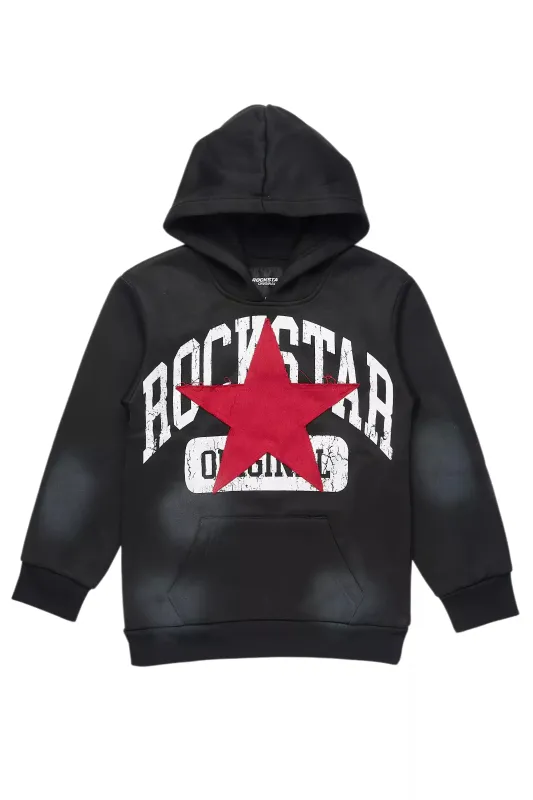 Boys Mallor Black/Red Graphic Hoodie with patch sold by Rockstar Original