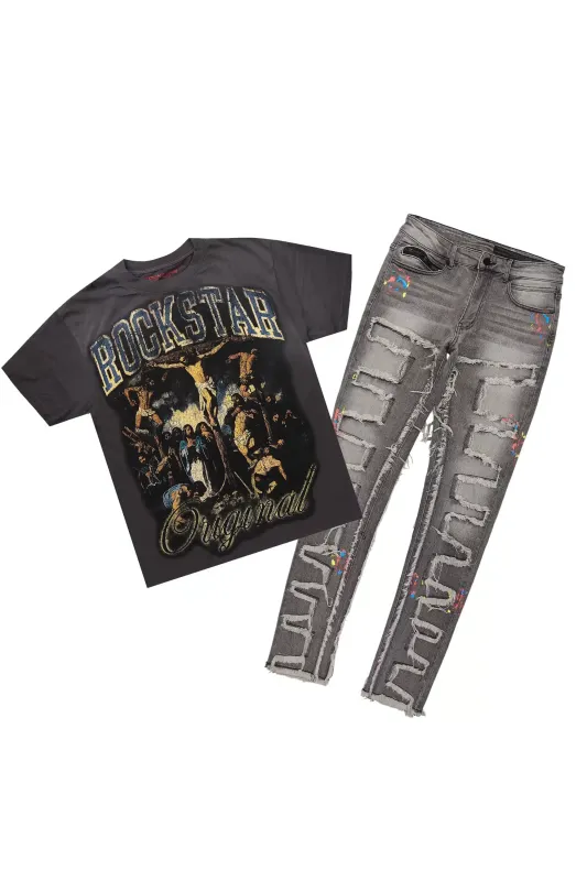 Waller Vintage Grey T-Shirt/Slim Jean Bundle sold by Rockstar Original