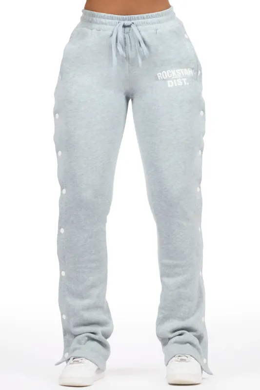Kenniyah Heather Grey Snap Stacked Track Pant sold by Rockstar Original