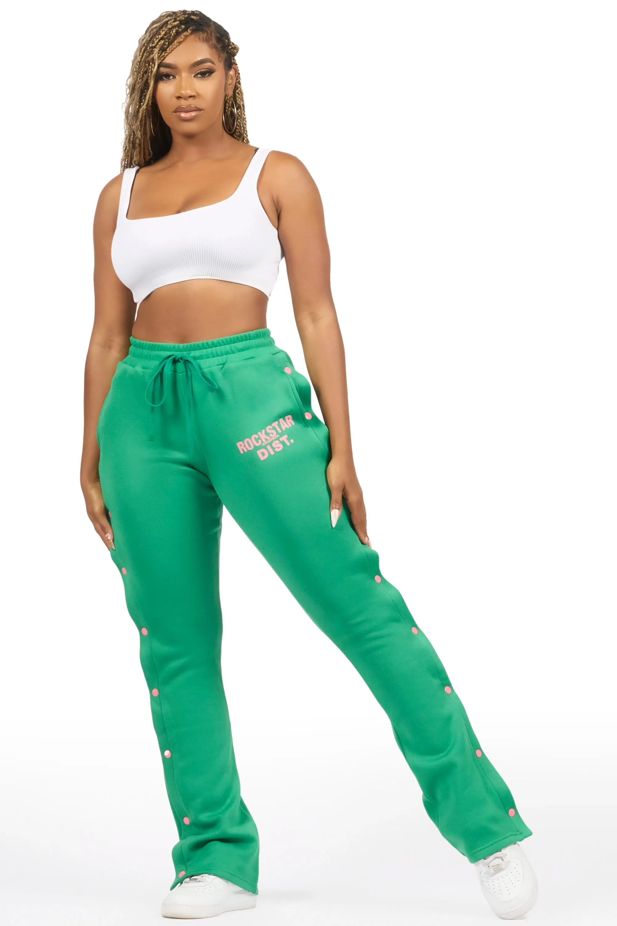 Kenniyah Green Snap Stacked Track Pant sold by Rockstar Original product image thumbnail 5