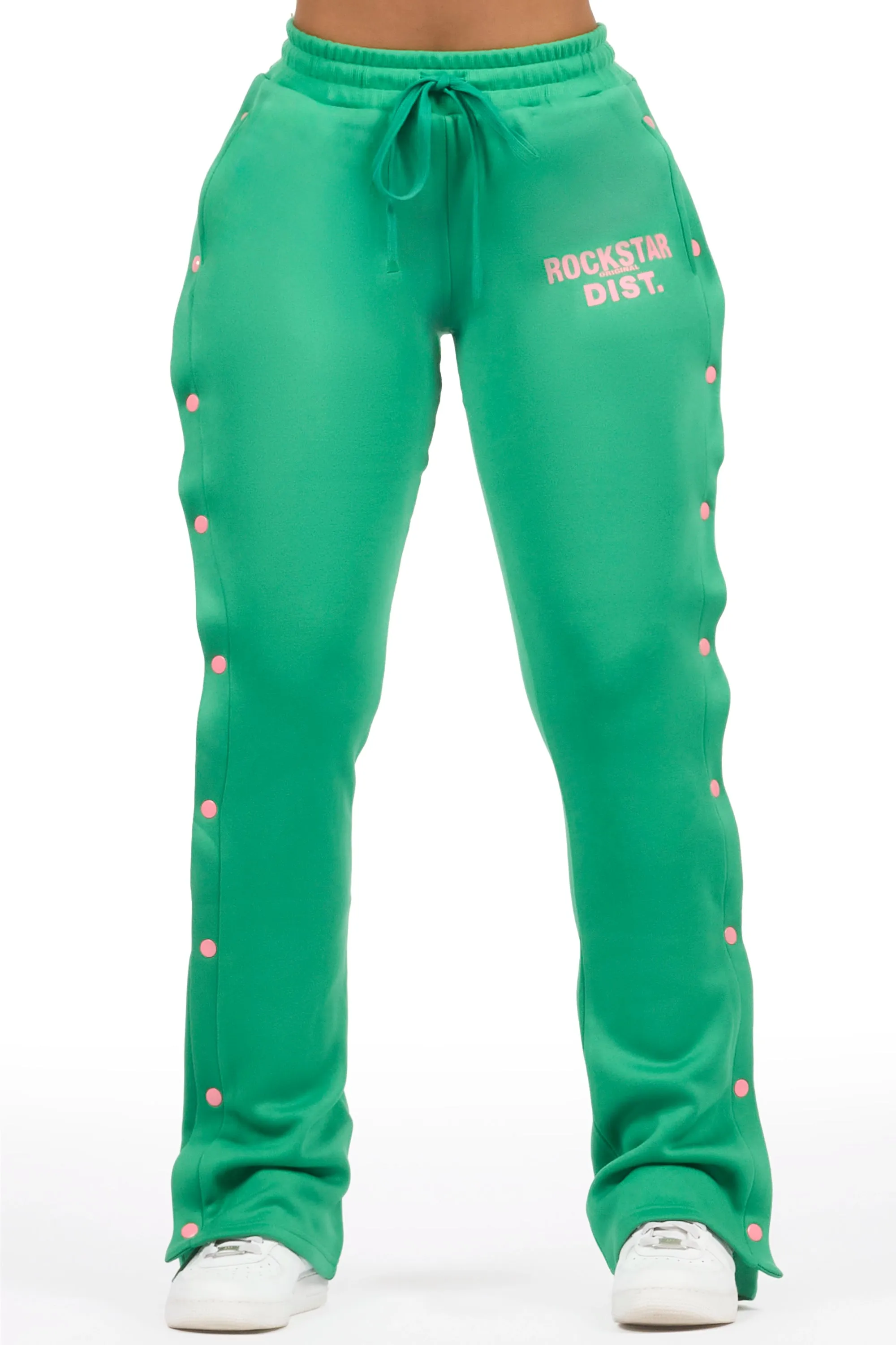 Kenniyah Green Snap Stacked Track Pant sold by Rockstar Original