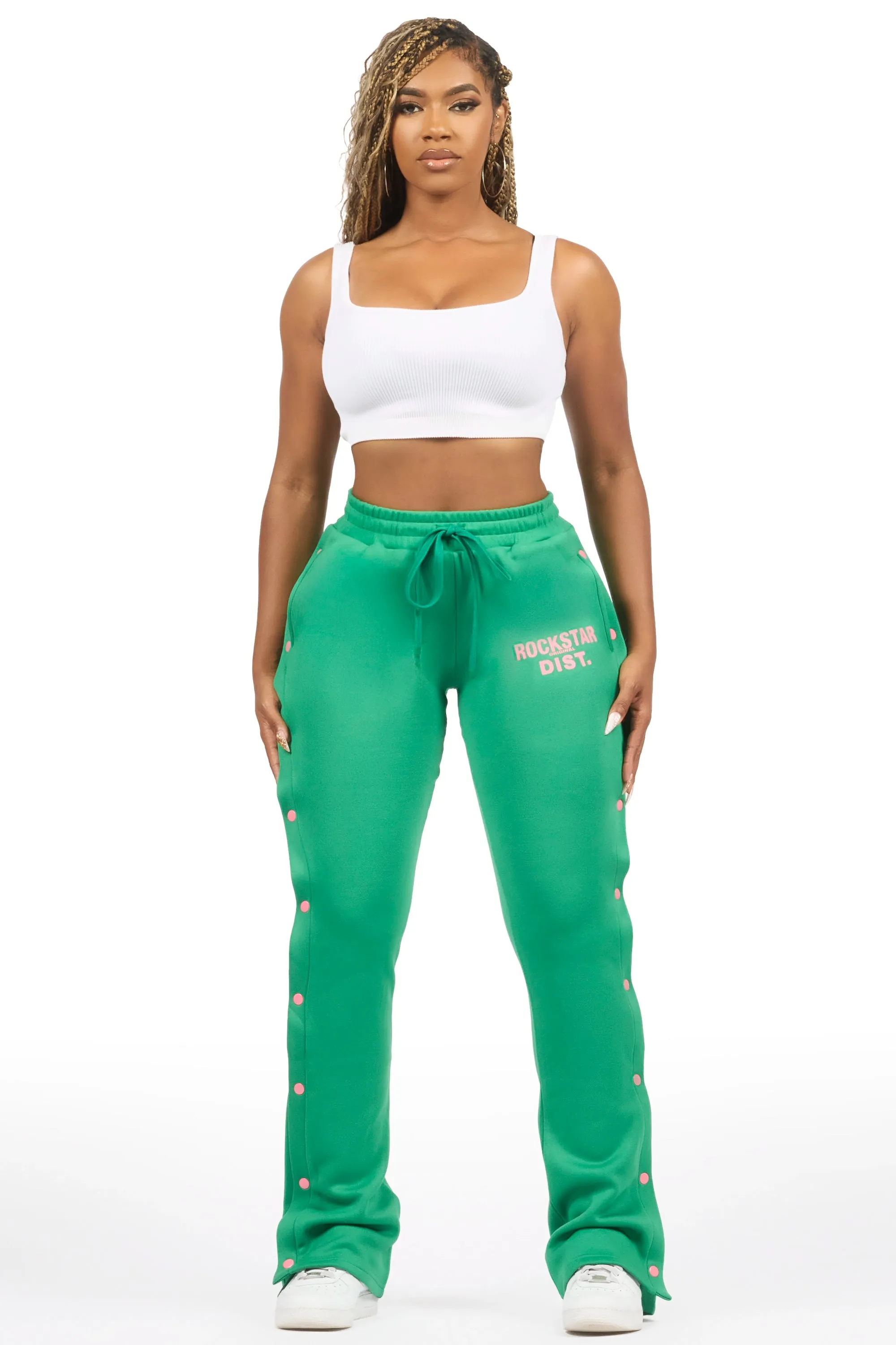 Kenniyah Green Snap Stacked Track Pant sold by Rockstar Original product image thumbnail 3