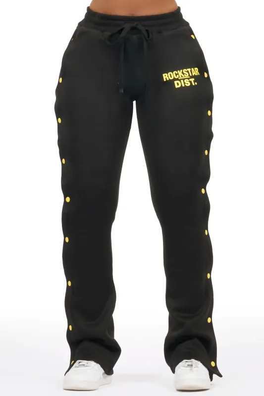 Kenniyah Black Snap Stacked Track Pant sold by Rockstar Original