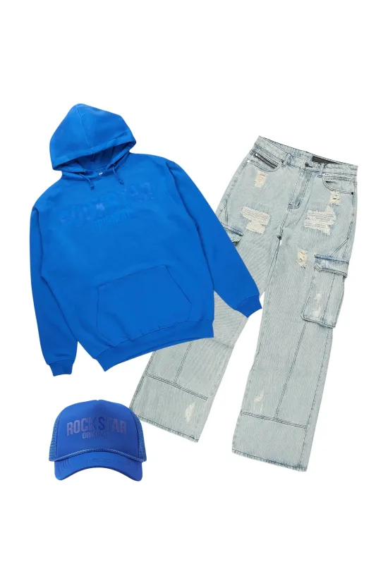 Basic Trio Royal Blue Baggy Fit Jean Set sold by Rockstar Original